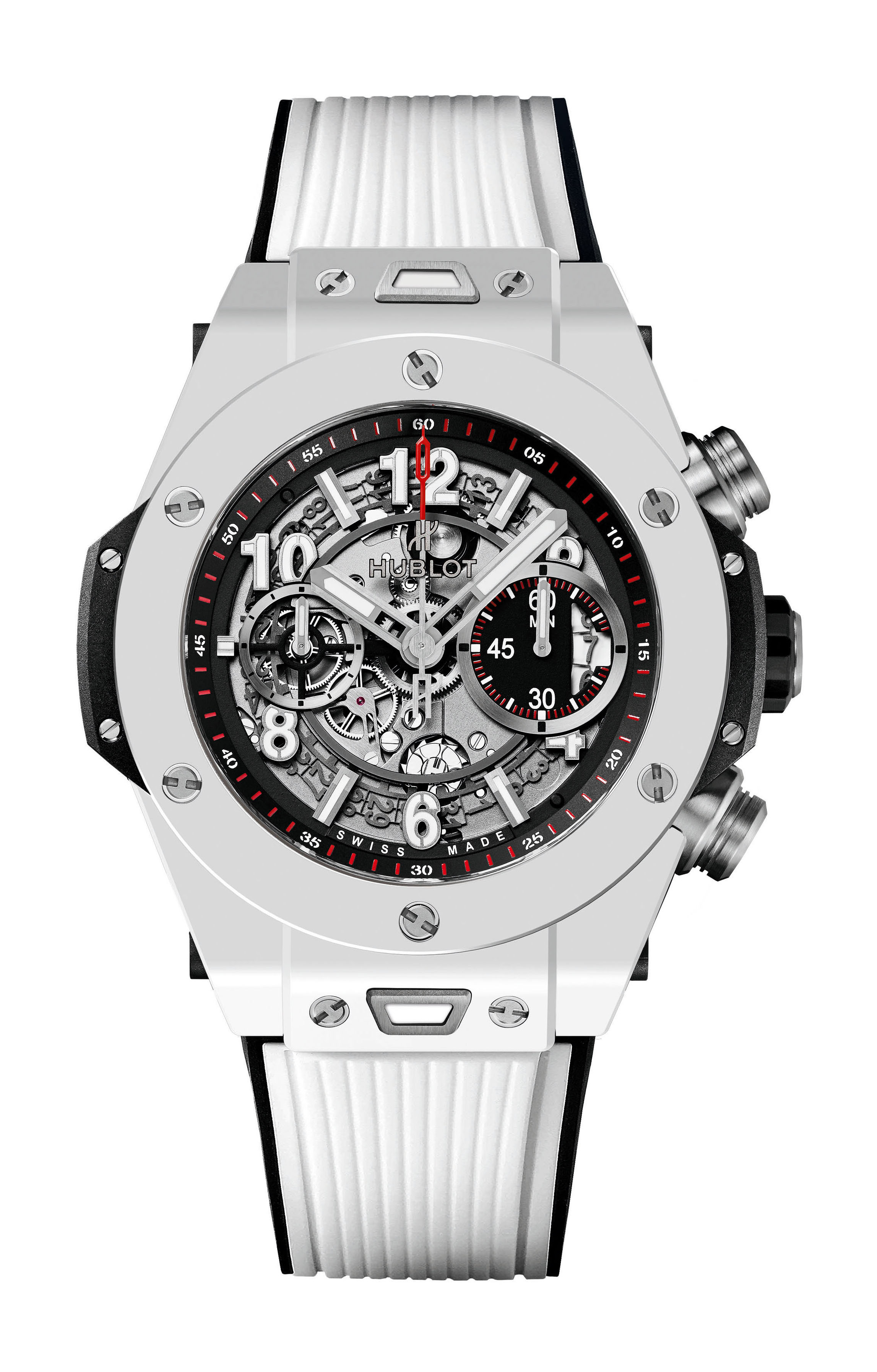 Hublot Big Bang Unico White Ceramic luxury timepiece - detailed view