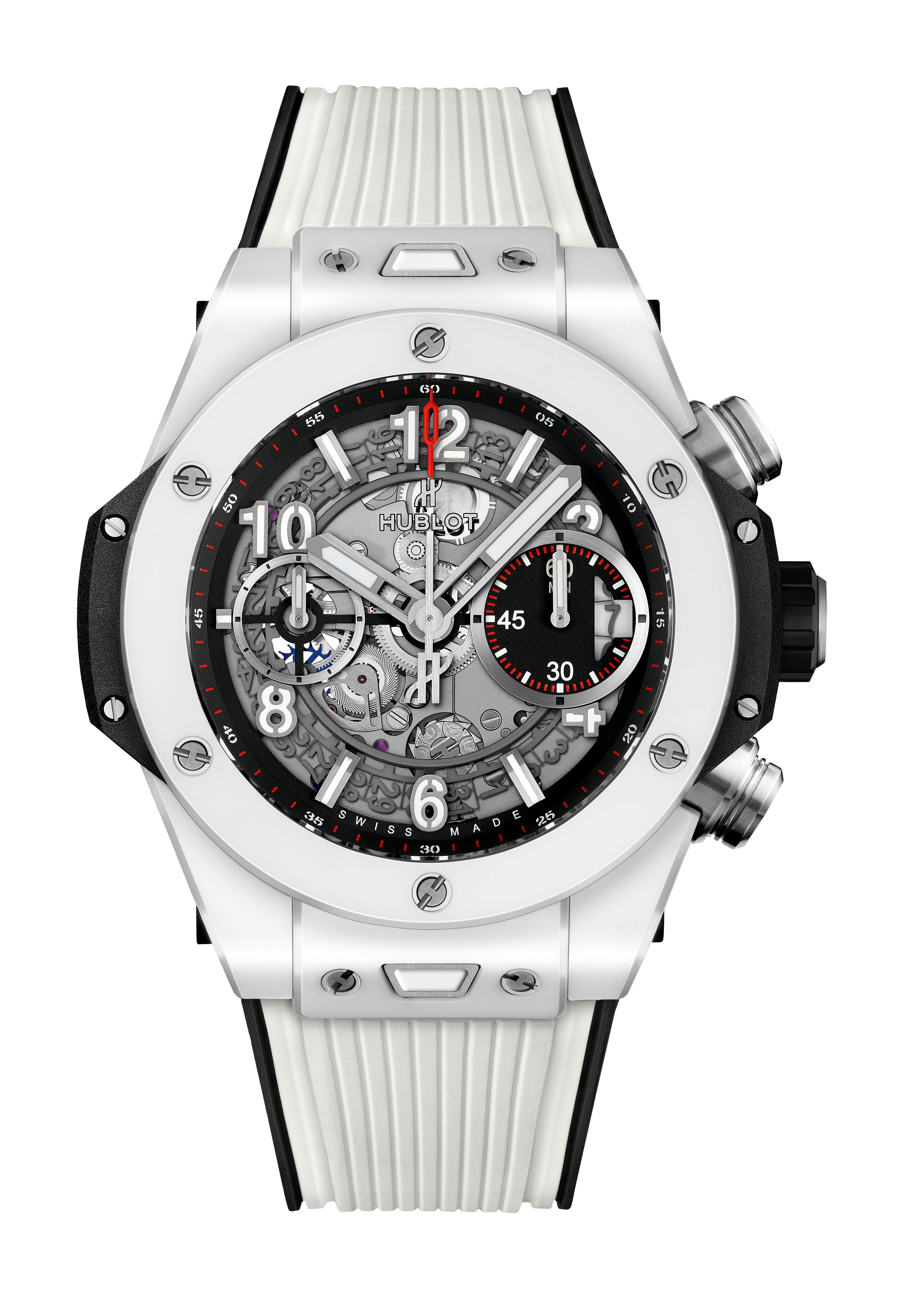 Hublot Big Bang Unico White Ceramic luxury timepiece - detailed view