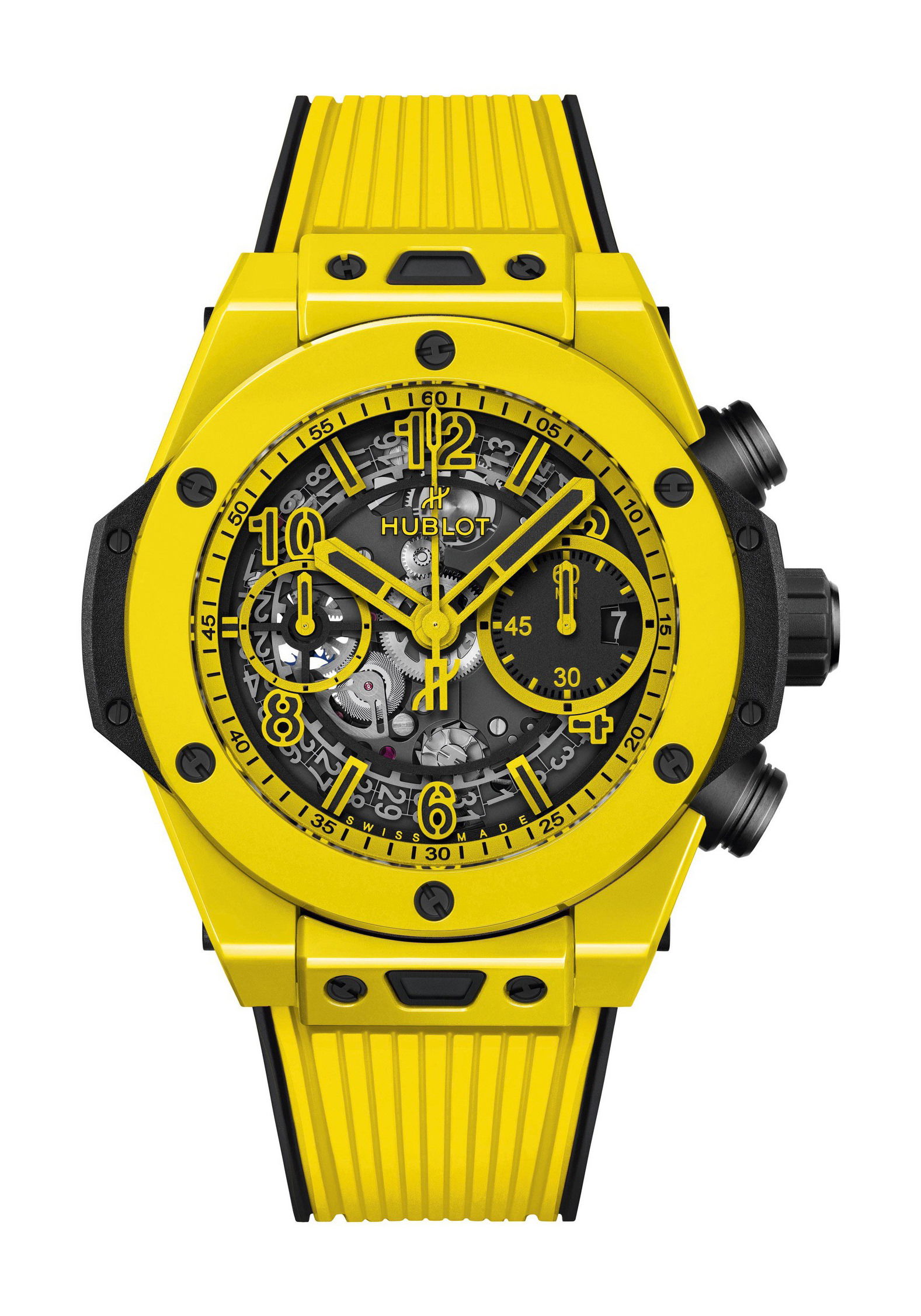 Hublot Big Bang Unico Yellow luxury timepiece - detailed view
