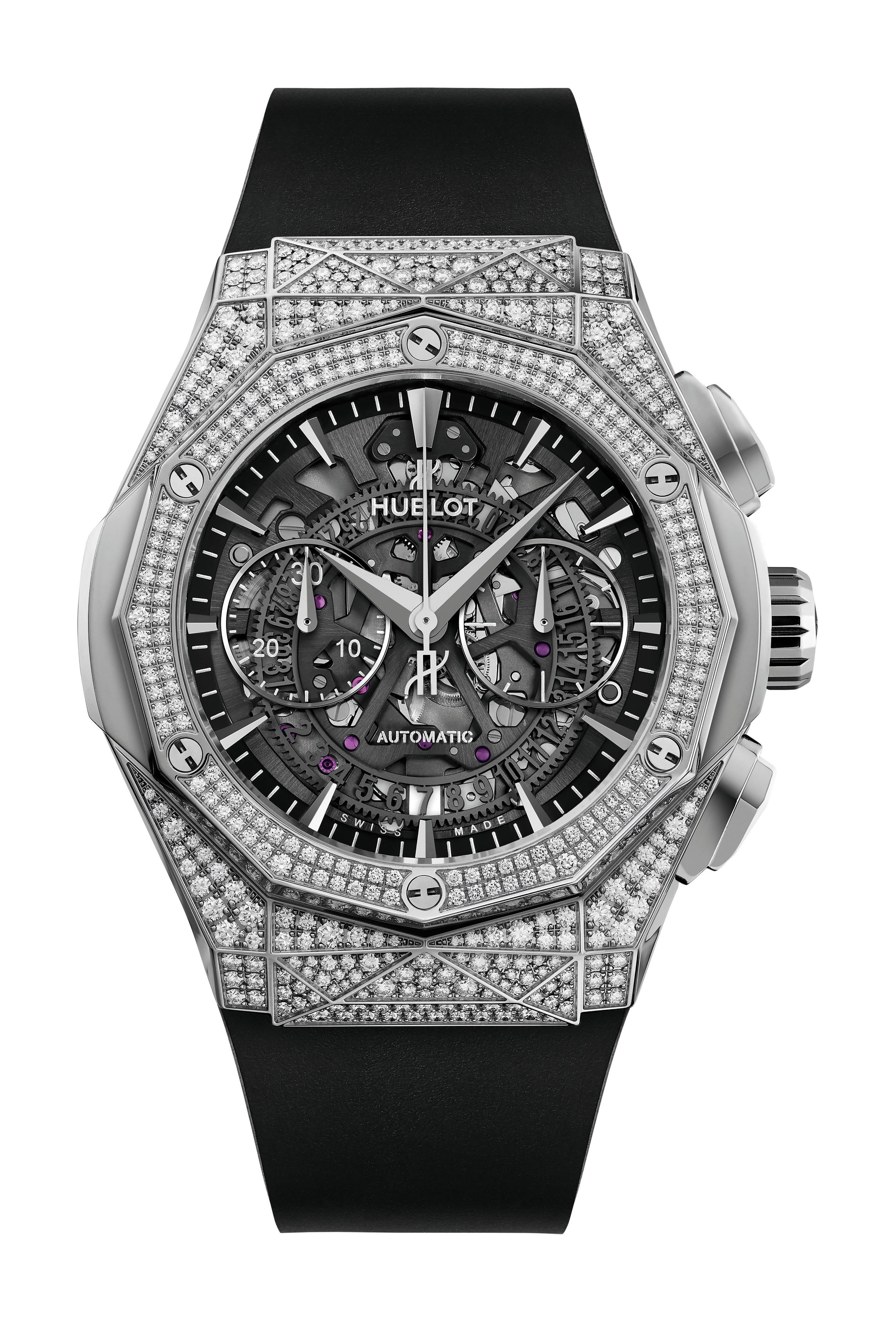 Hublot Classic Fusion Aero Chronograph Orlinski Titanium Pavé luxury timepiece - detailed view