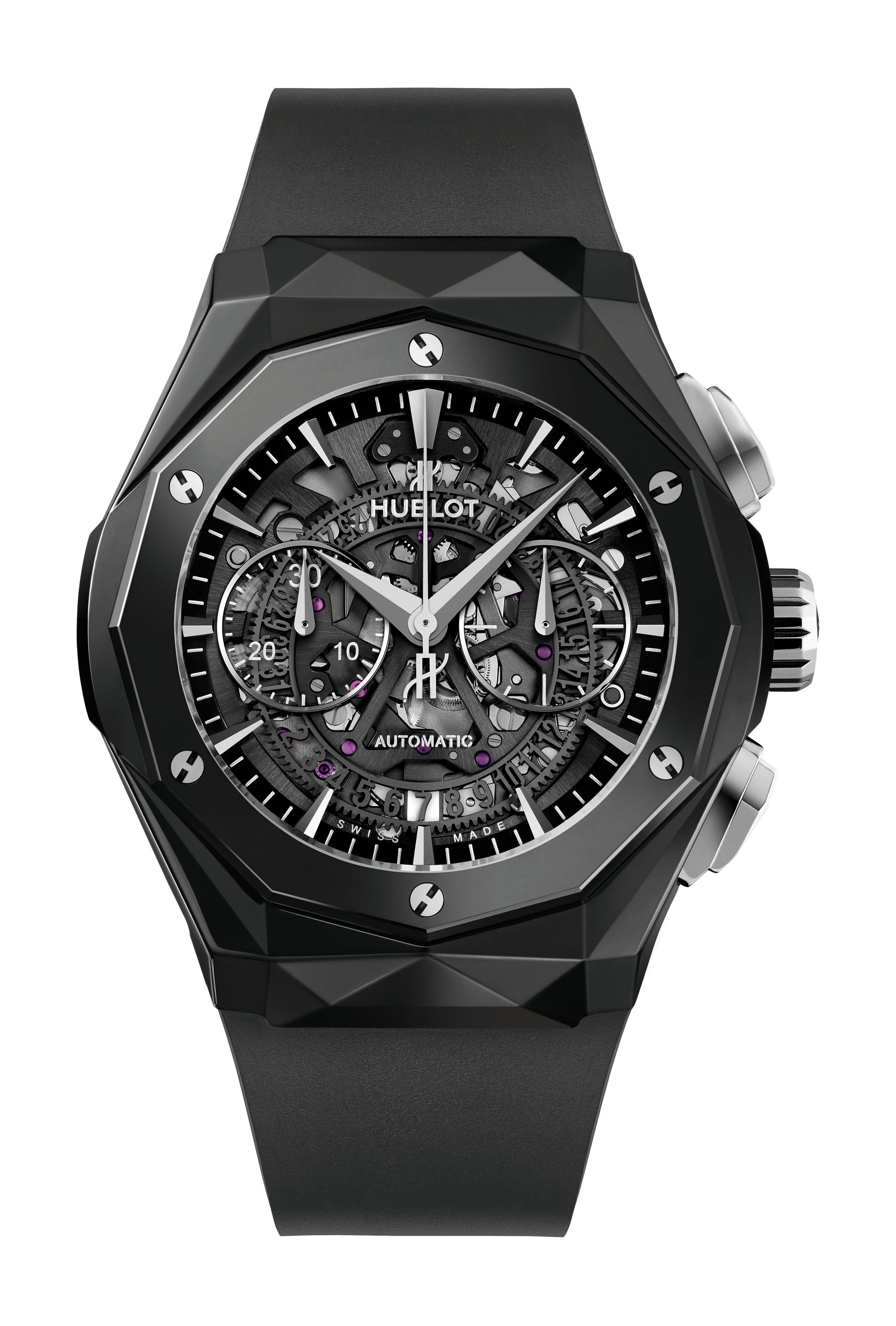 Hublot Classic Fusion Aerofusion Chronograph Orlinski Black Magic luxury timepiece - detailed view