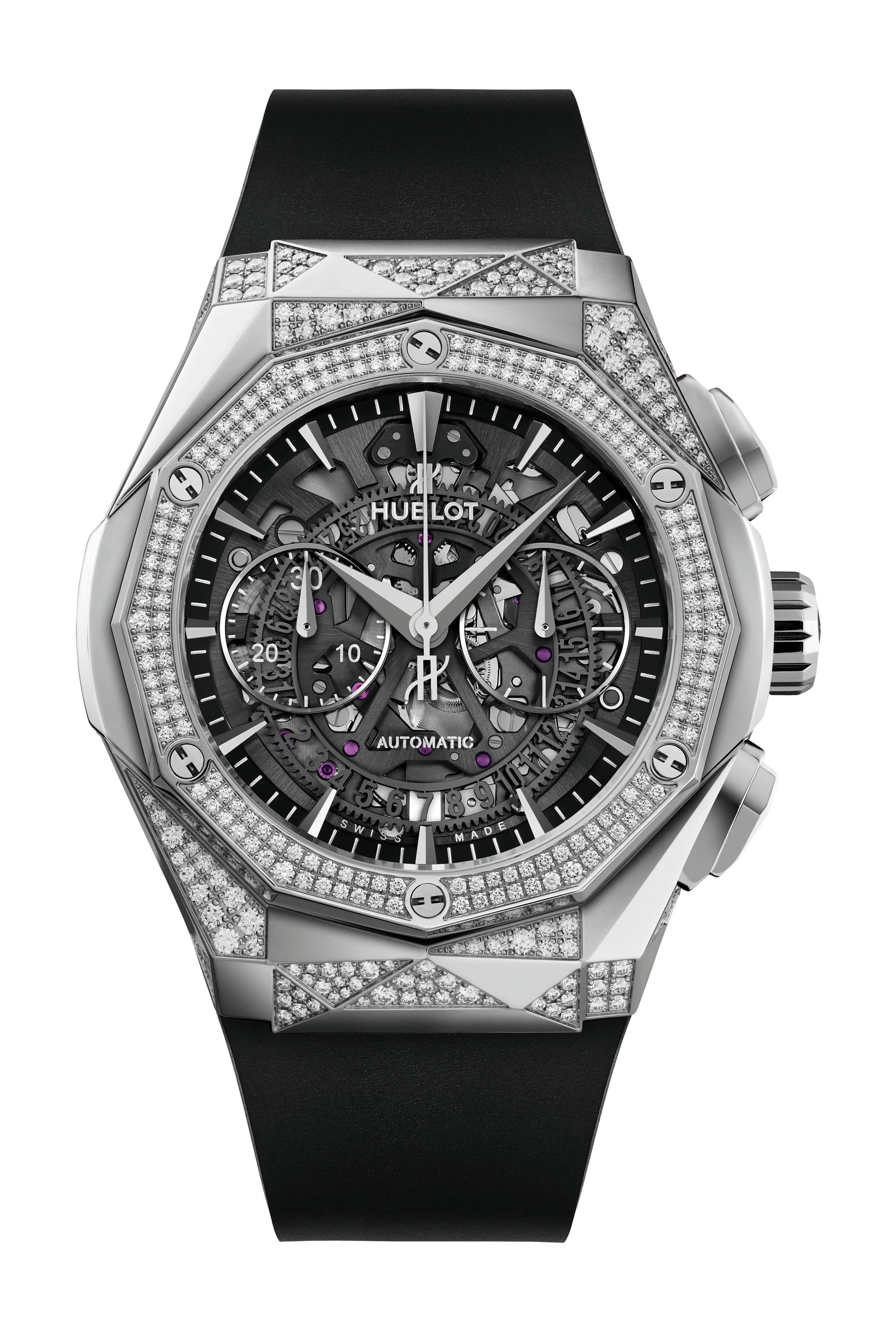Hublot Classic Fusion Aerofusion Chronograph Orlinski Titanium Alternative Pavé luxury timepiece - detailed view