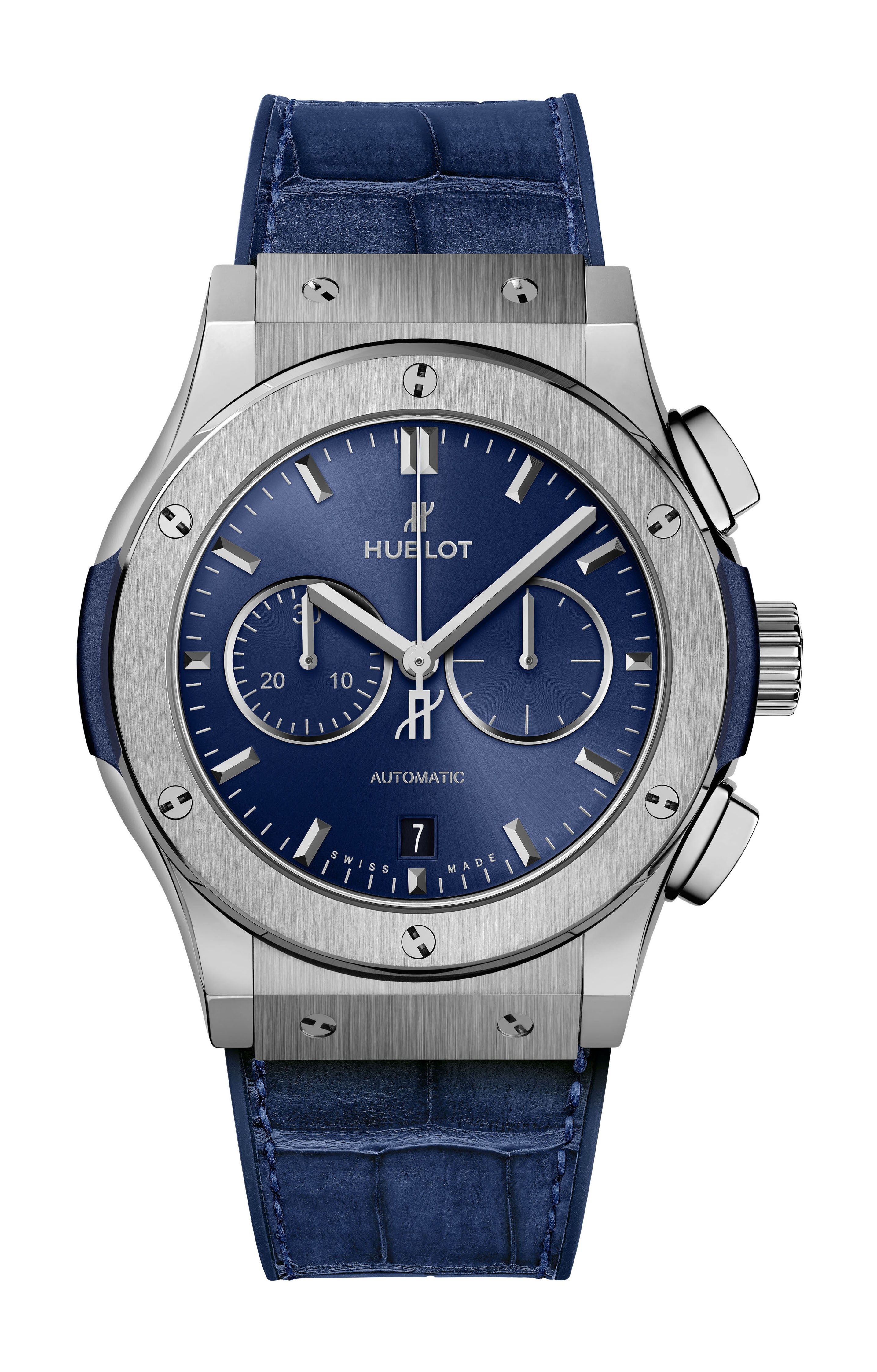 Hublot Classic Fusion Blue Chronograph Titanium luxury timepiece - detailed view