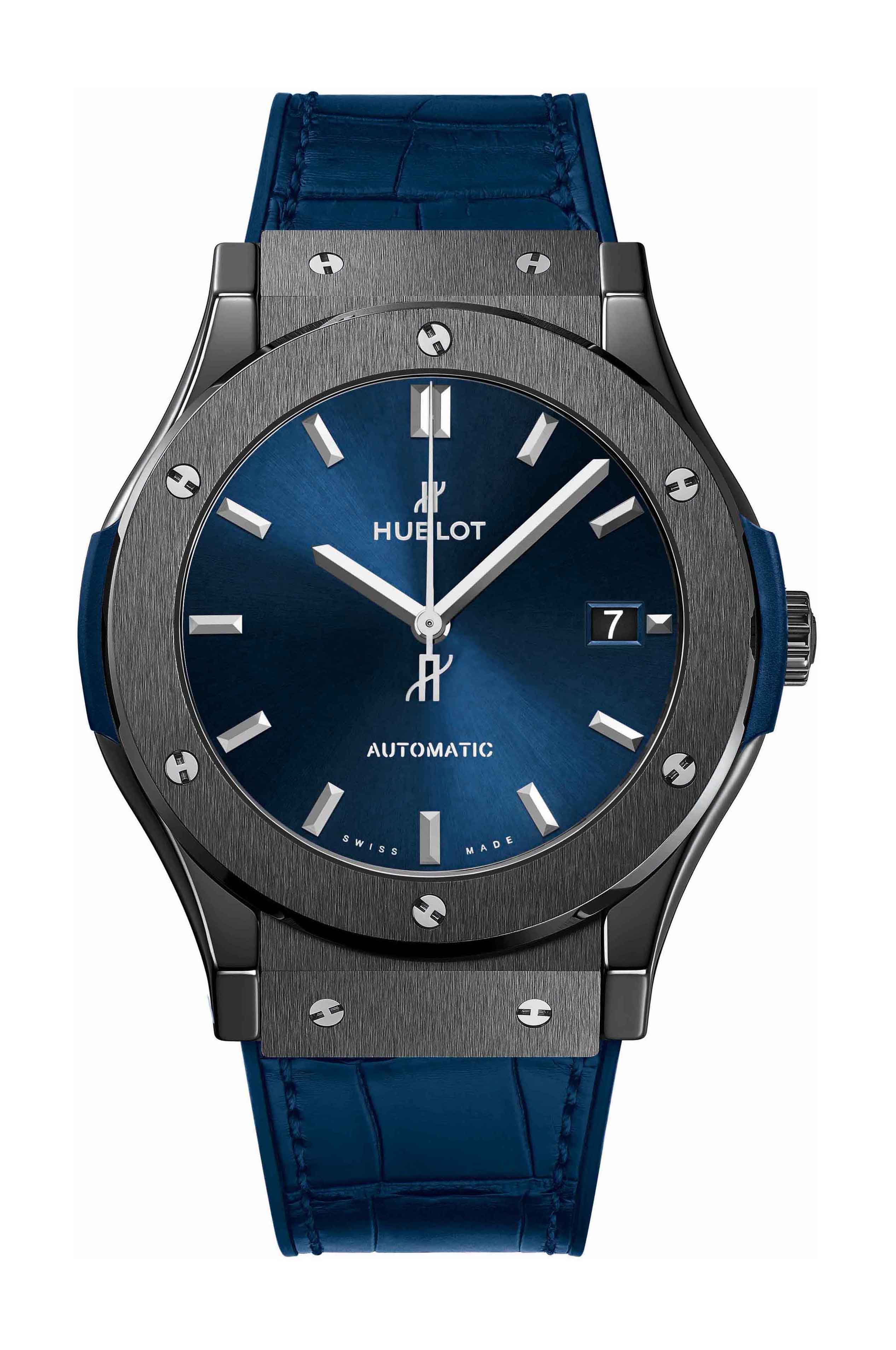 Hublot Classic Fusion Ceramic Blue luxury timepiece - detailed view
