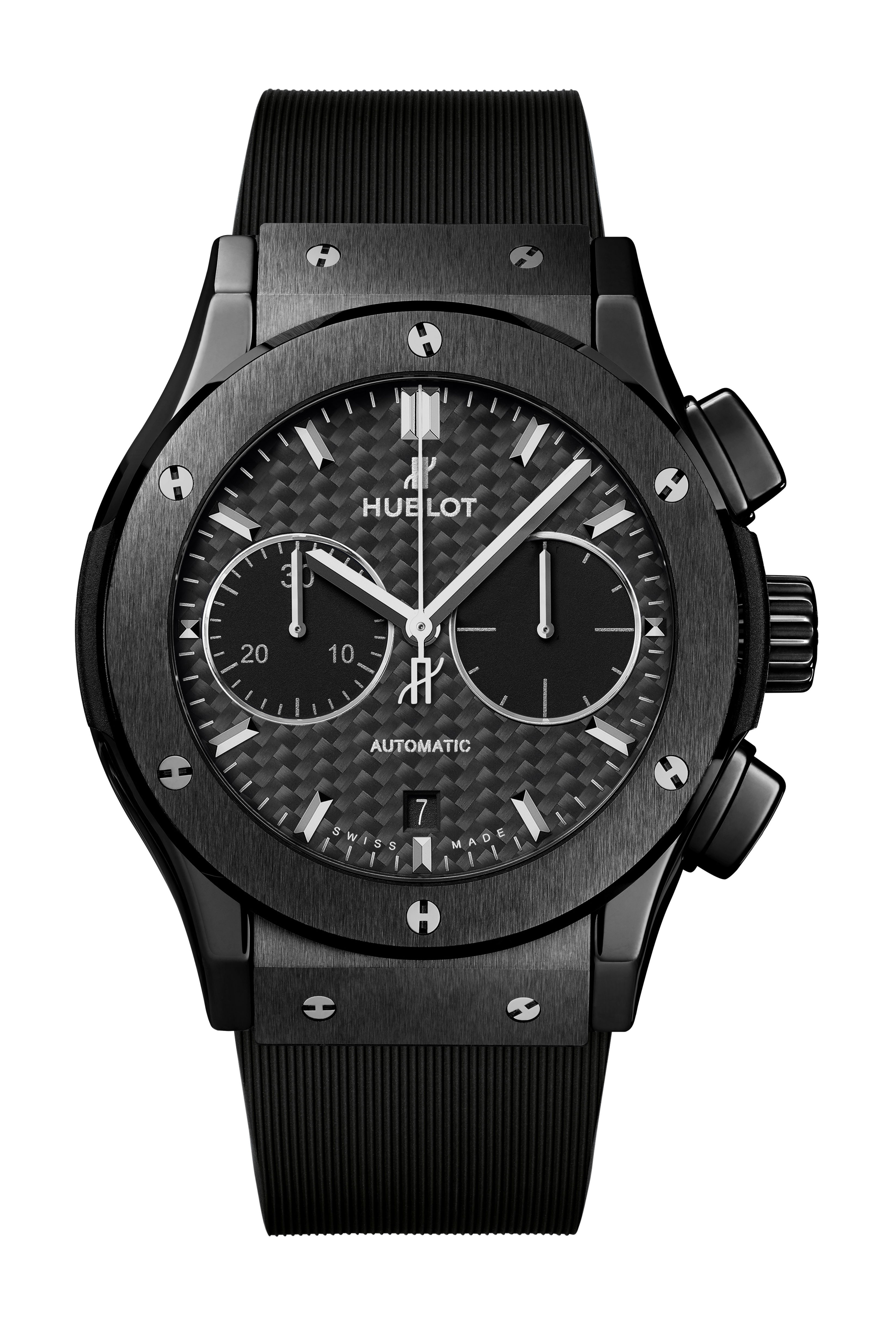 Hublot Classic Fusion Chonograph Black Magic luxury timepiece - detailed view
