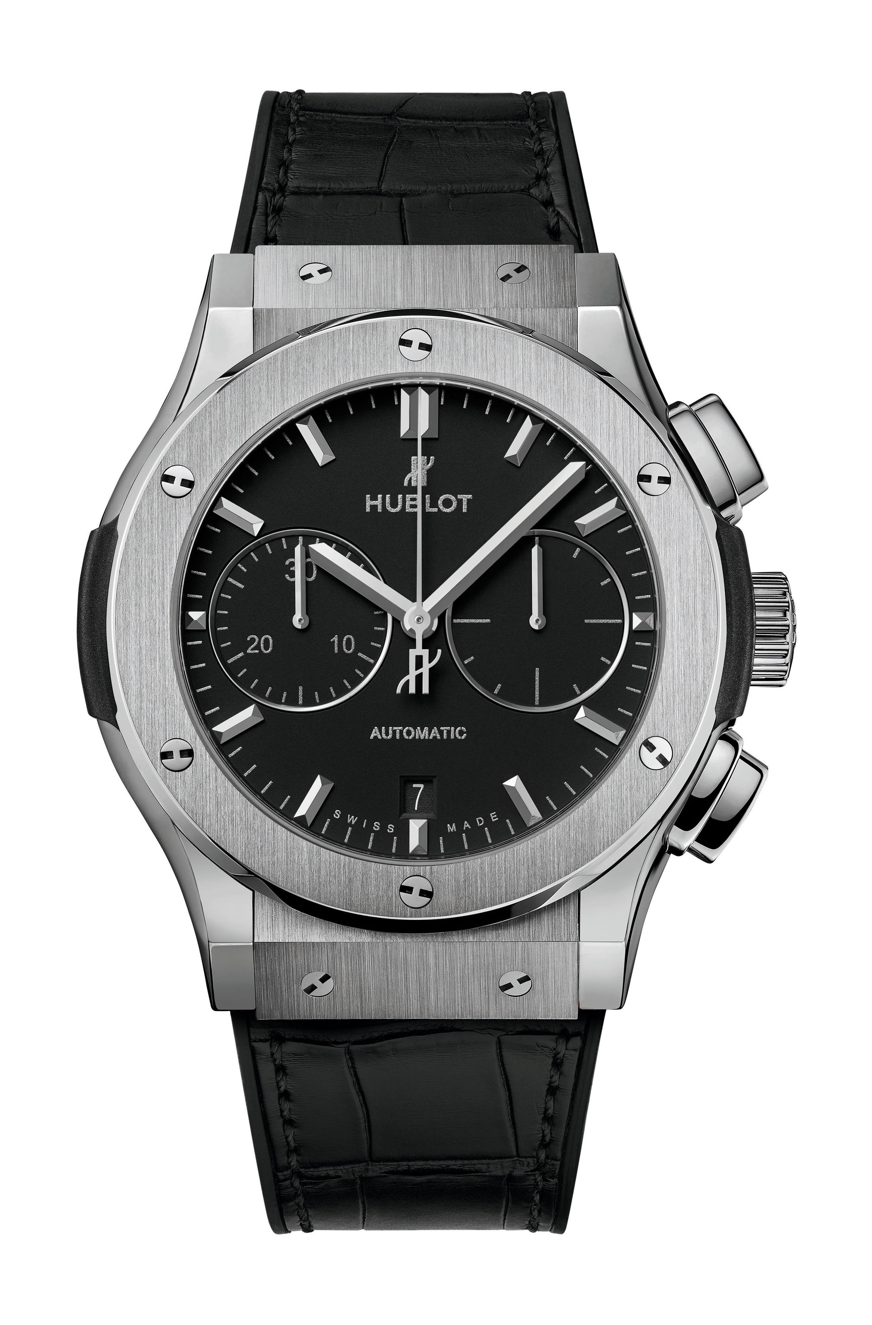 Hublot Classic Fusion Chonograph Titanium luxury timepiece - detailed view