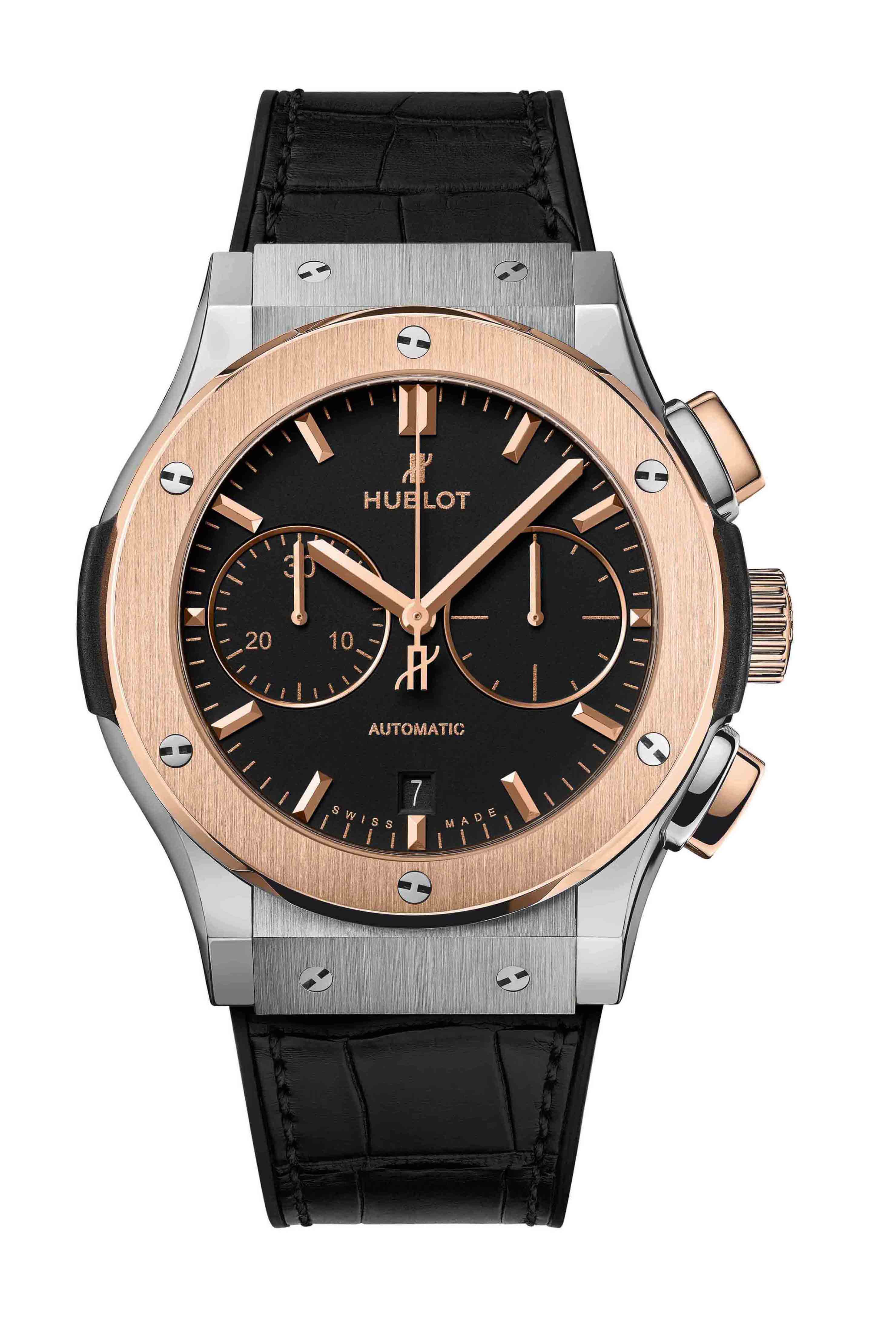 Hublot Classic Fusion Chonograph Titanium King Gold luxury timepiece - detailed view