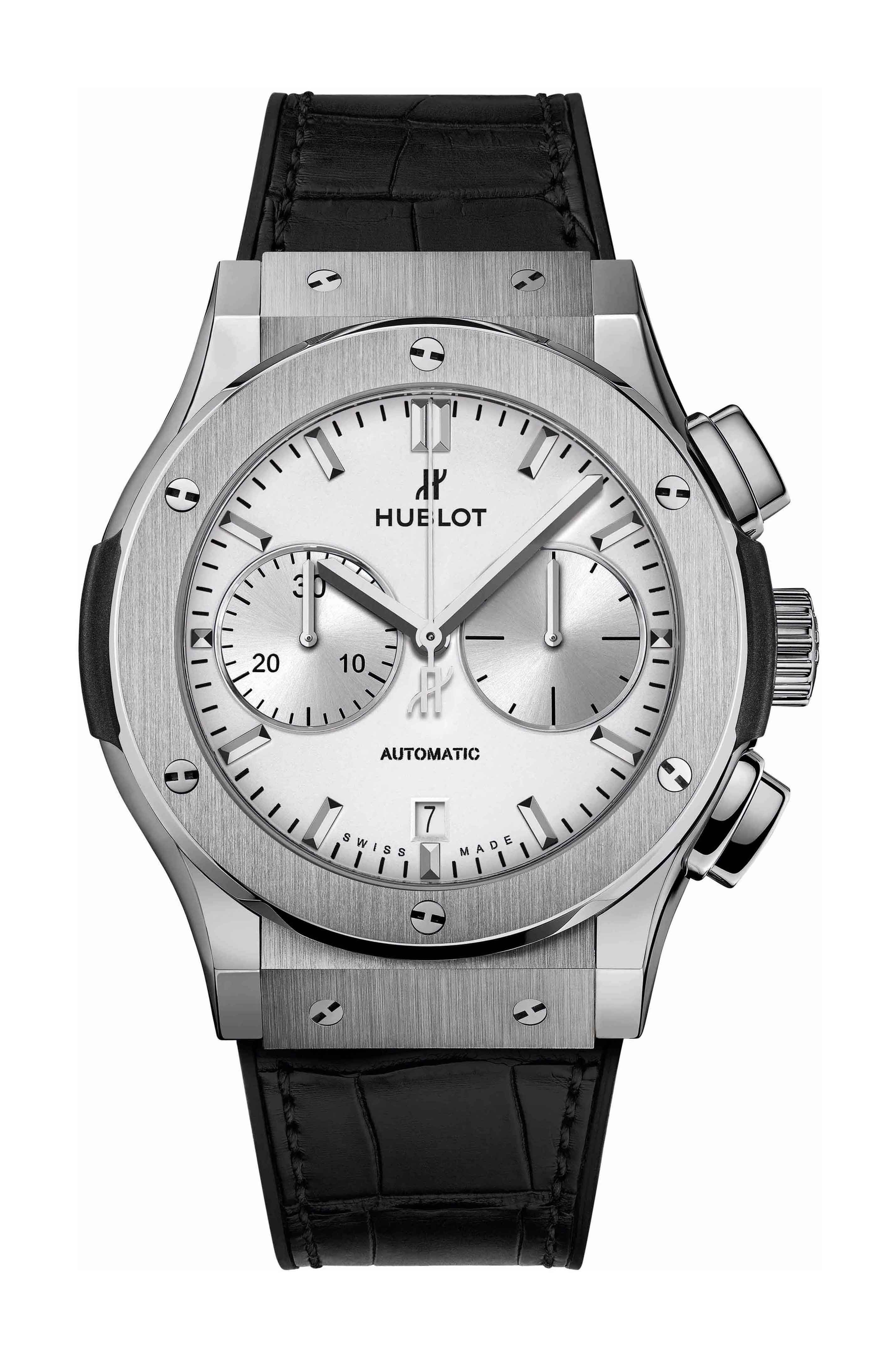 Hublot Classic Fusion Chonograph Titanium Opalin luxury timepiece - detailed view