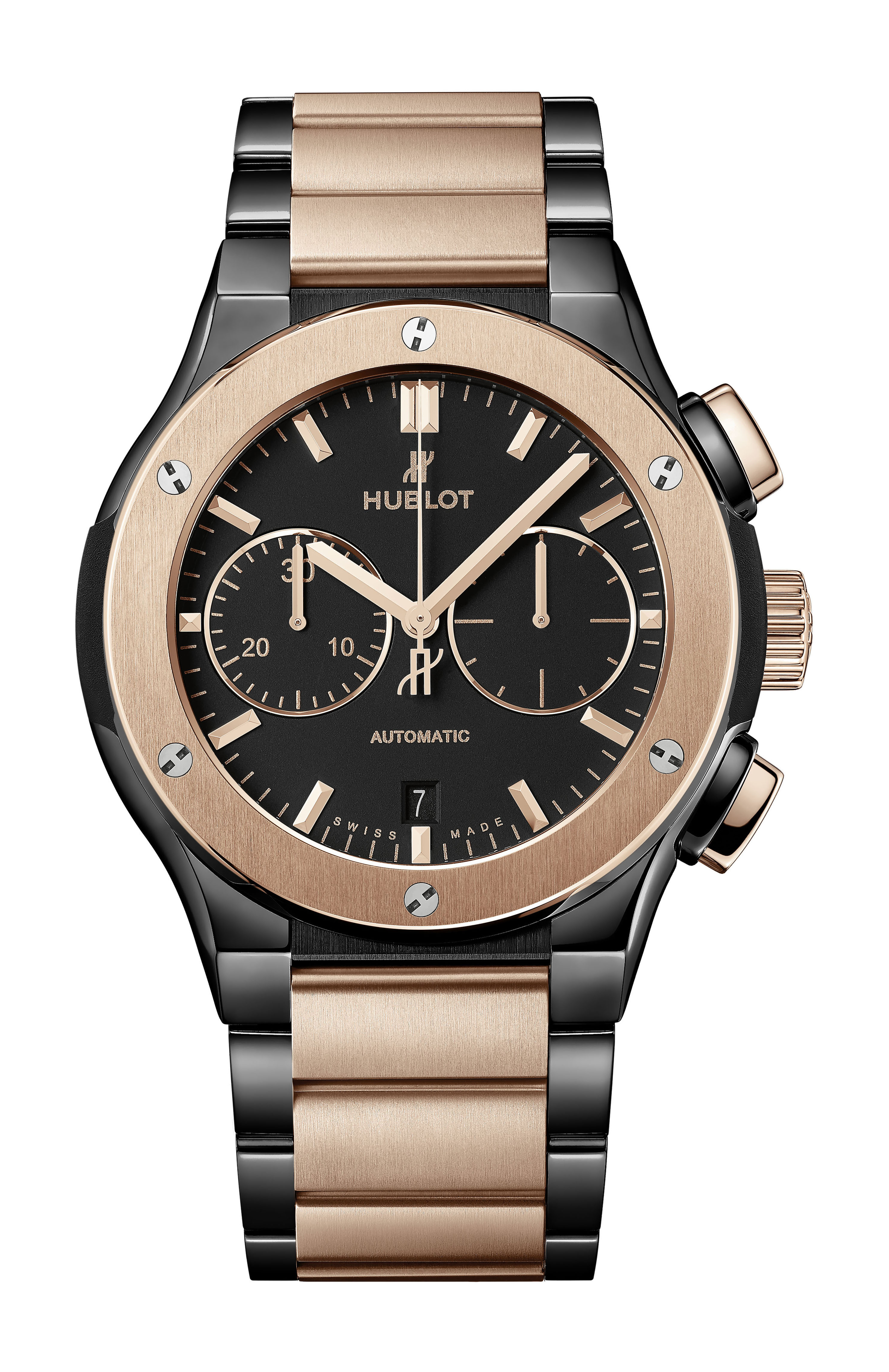 Hublot Classic Fusion Chronograph Ceramic King Gold Bracelet luxury timepiece - detailed view
