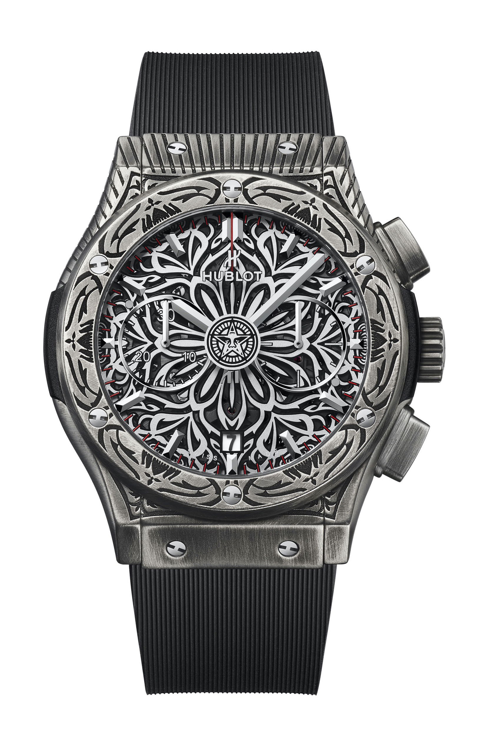Hublot Classic Fusion Chronograph Shepard Fairey luxury timepiece - detailed view