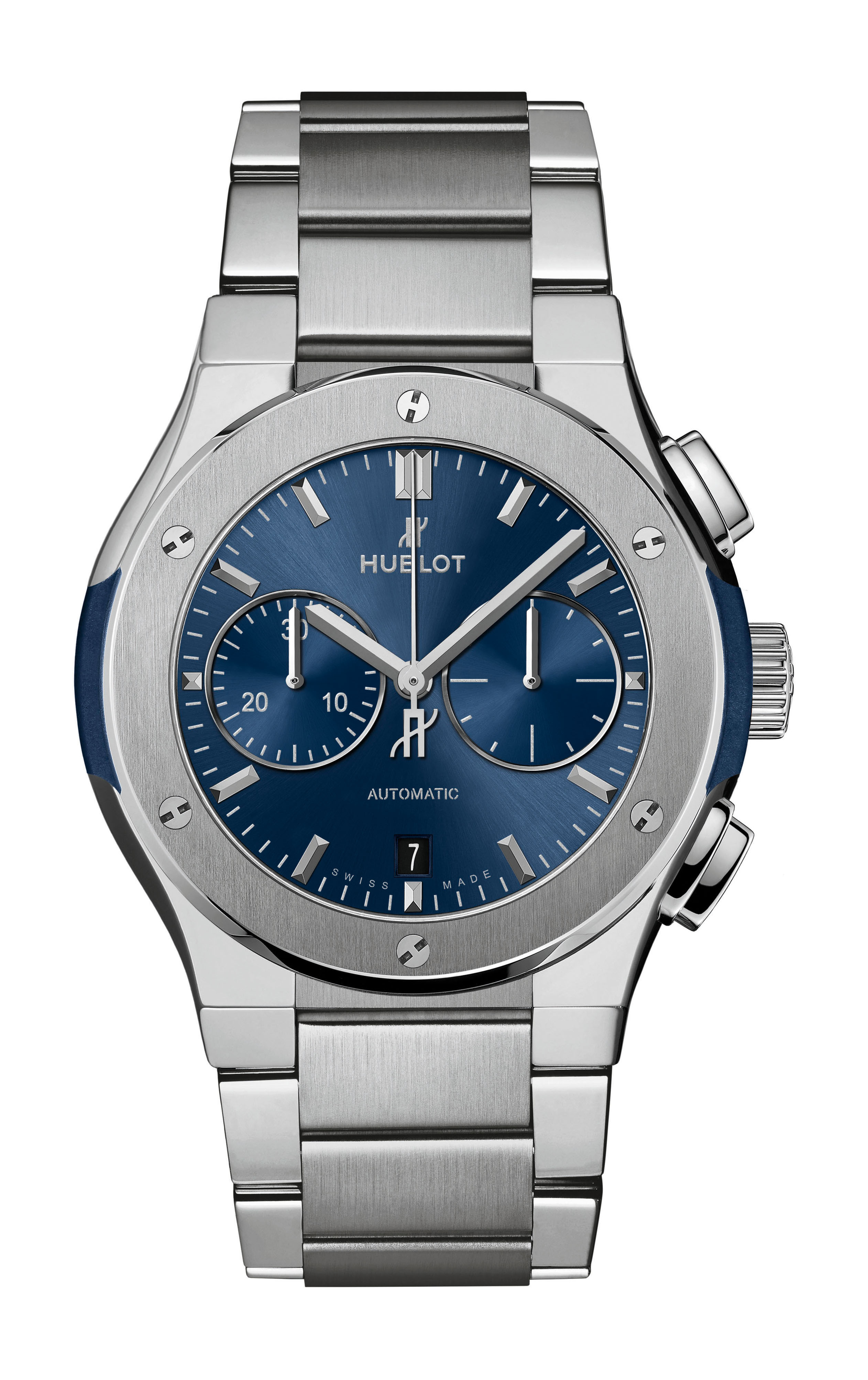 Hublot Classic Fusion Chronograph Titanium Blue Bracelet luxury timepiece - detailed view