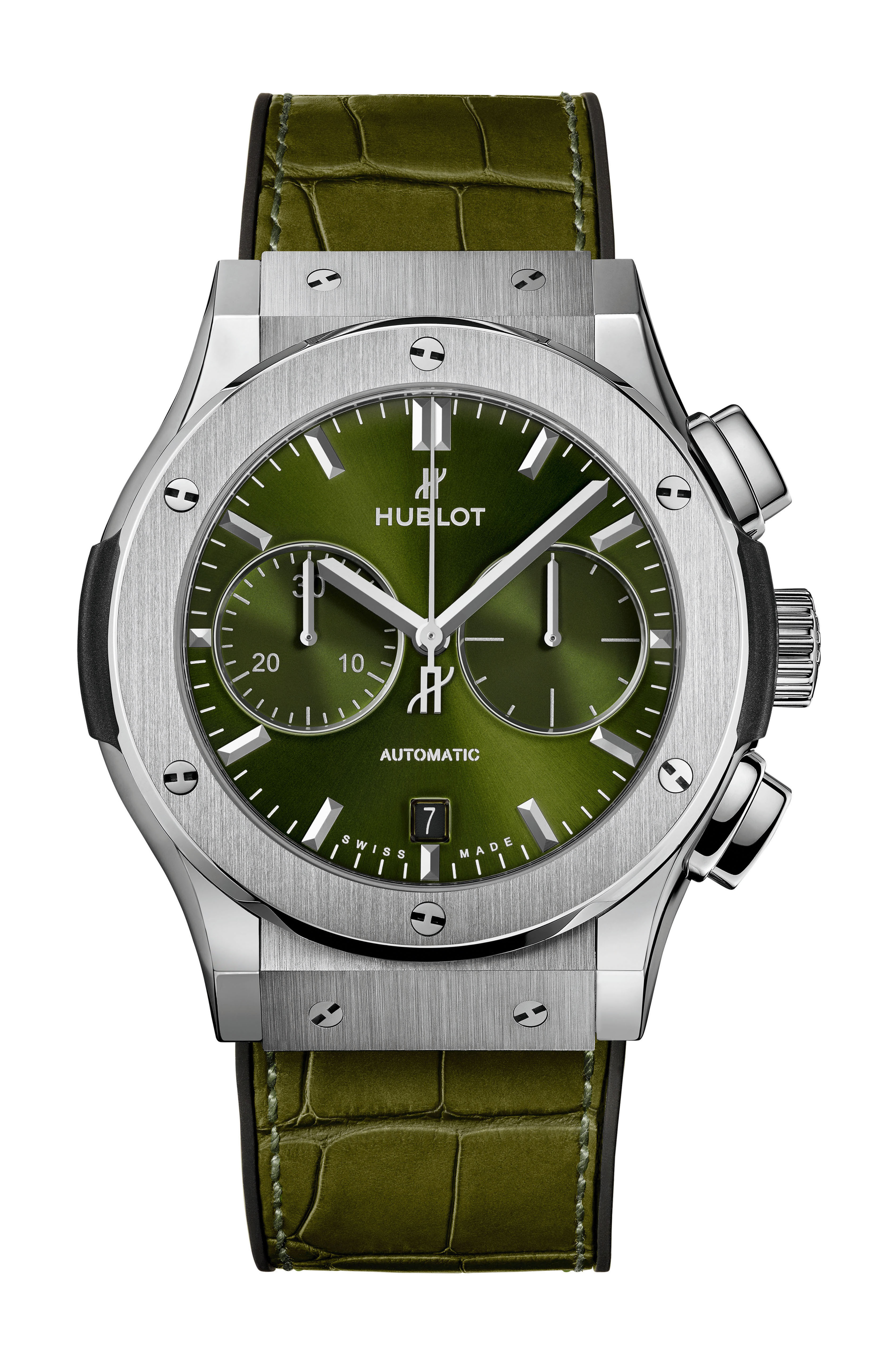 Hublot Classic Fusion Chronograph Titanium Green luxury timepiece - detailed view