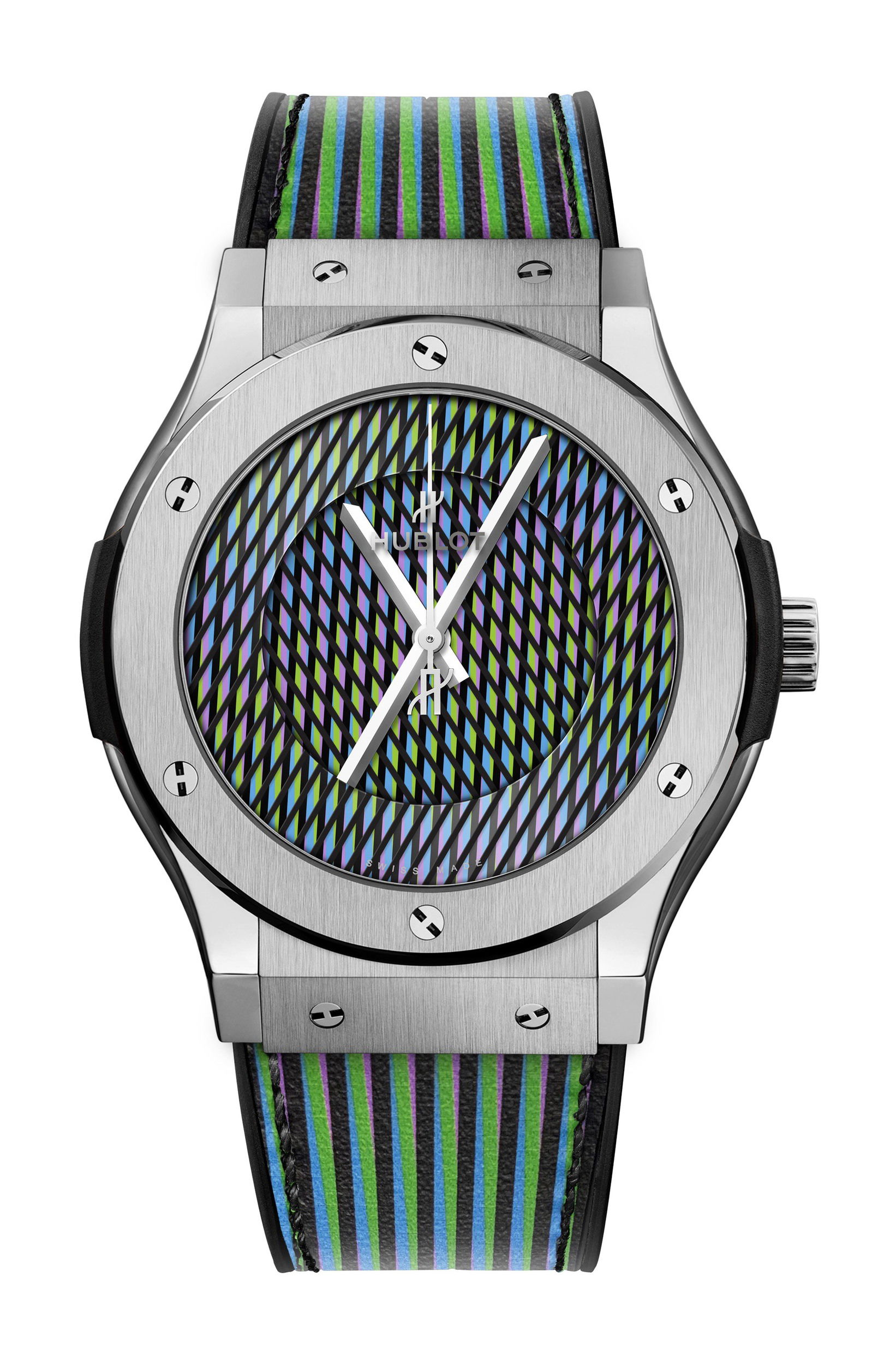 Hublot Classic Fusion Cruz Diez King Gold luxury timepiece - detailed view