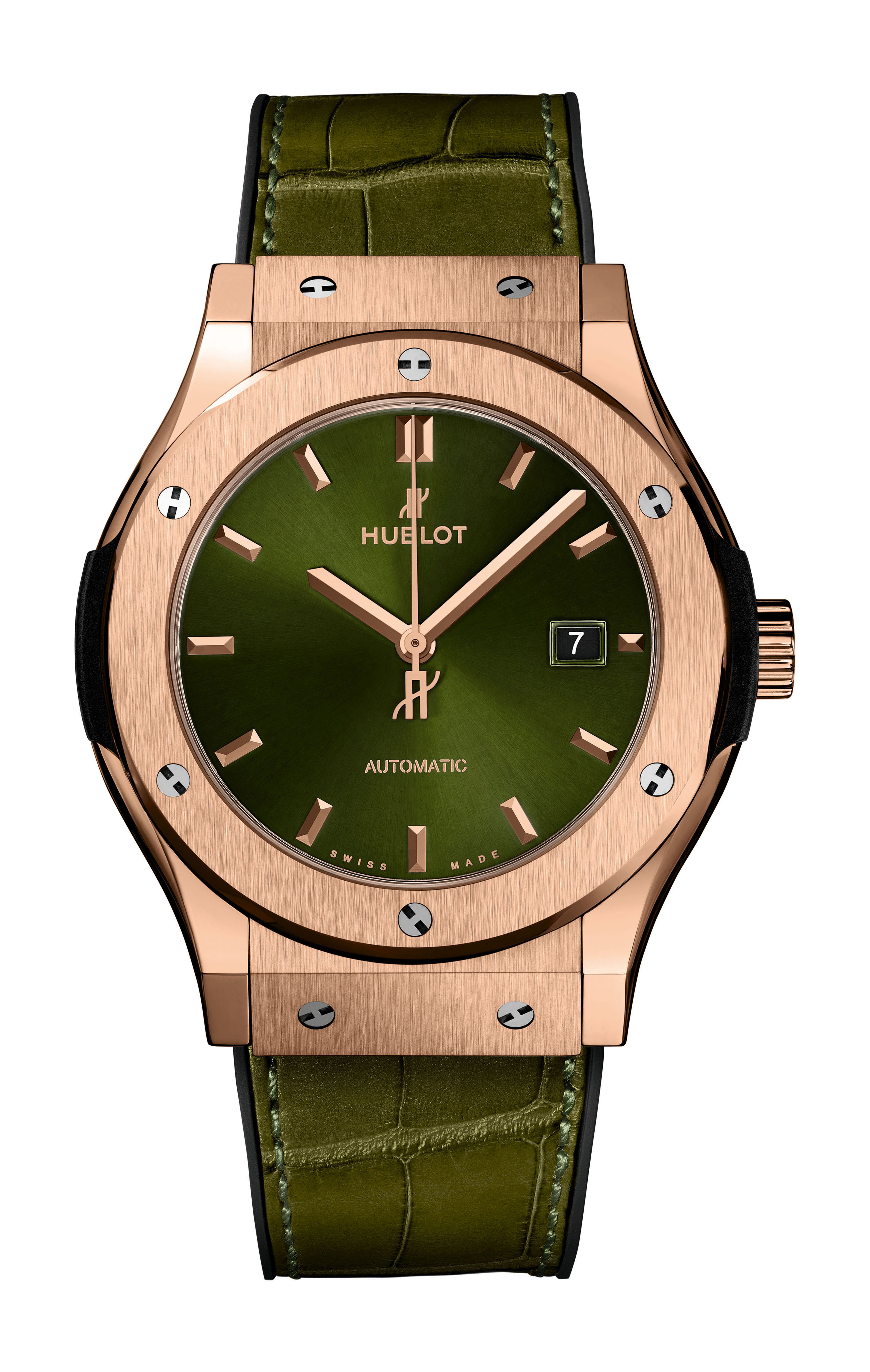 Hublot Classic Fusion Green King Gold luxury timepiece - detailed view