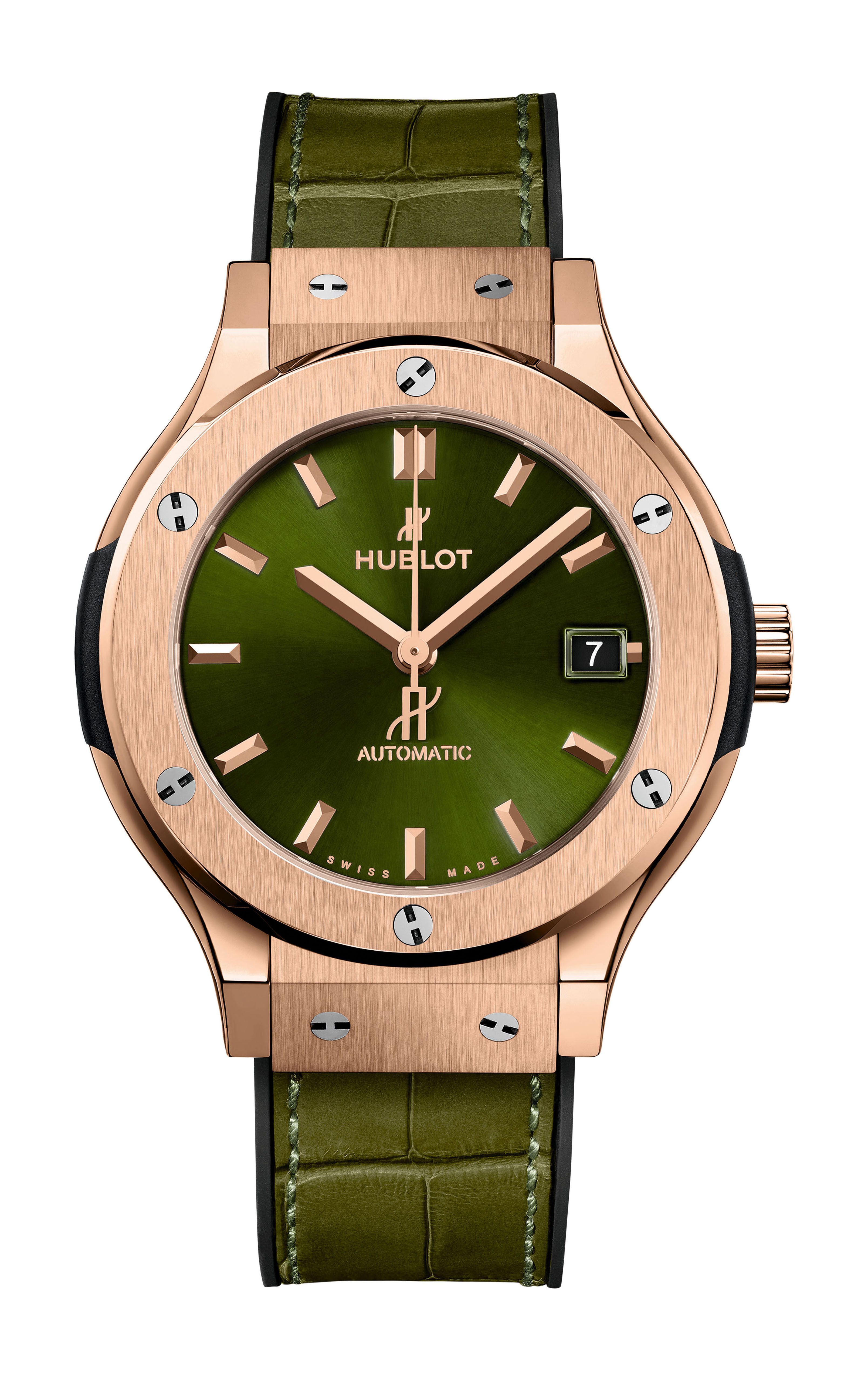 Hublot Classic Fusion Green King Gold luxury timepiece - detailed view