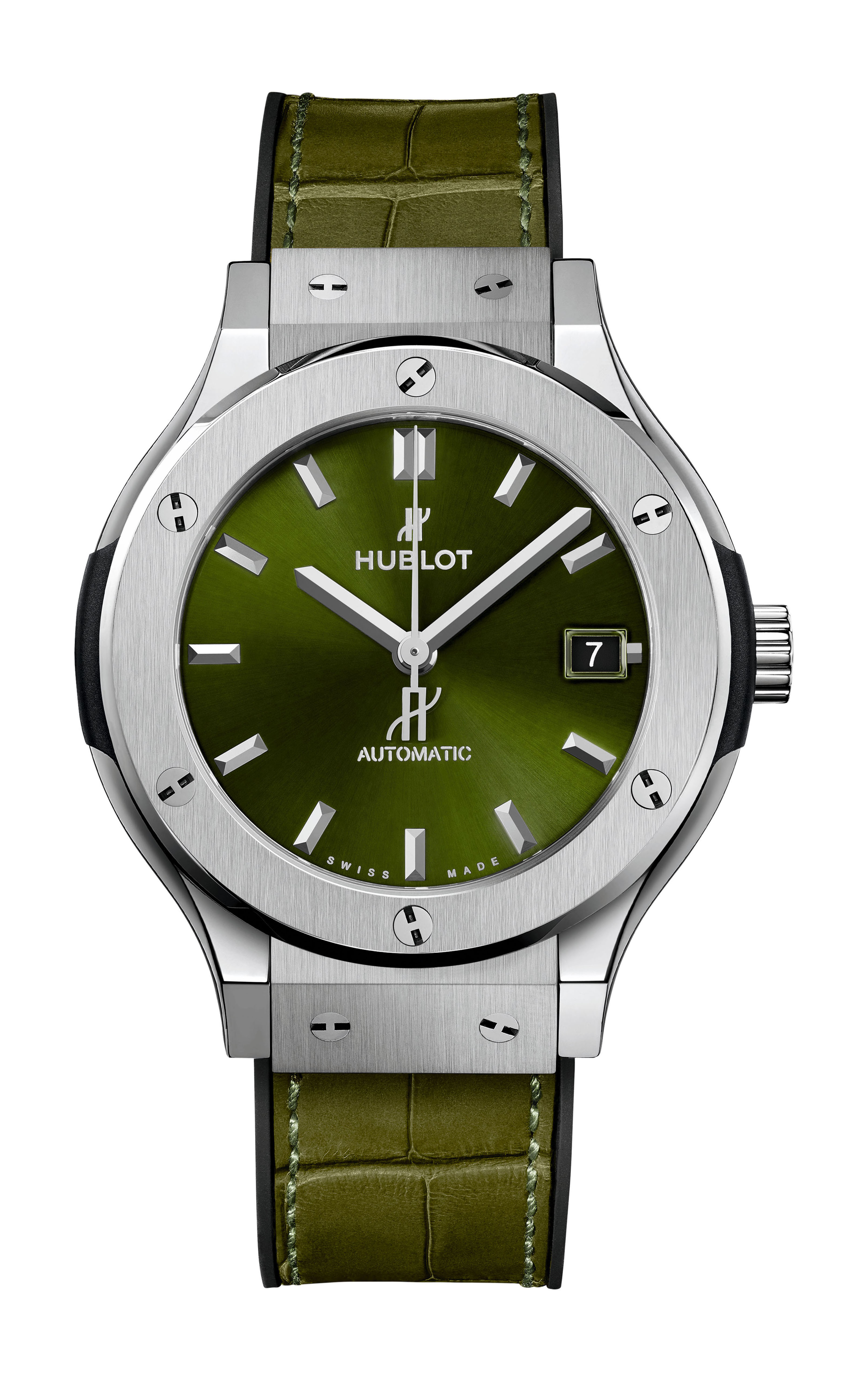 Hublot Classic Fusion Green Titanium luxury timepiece - detailed view