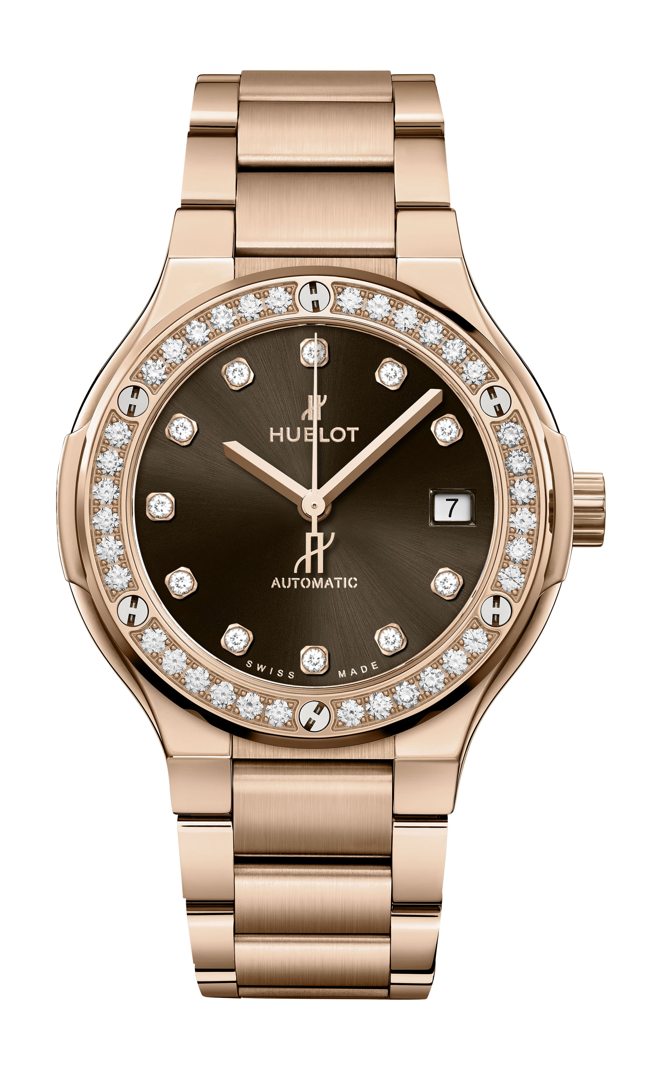 Hublot Classic Fusion King Gold Brown Diamonds Bracelet luxury timepiece - detailed view