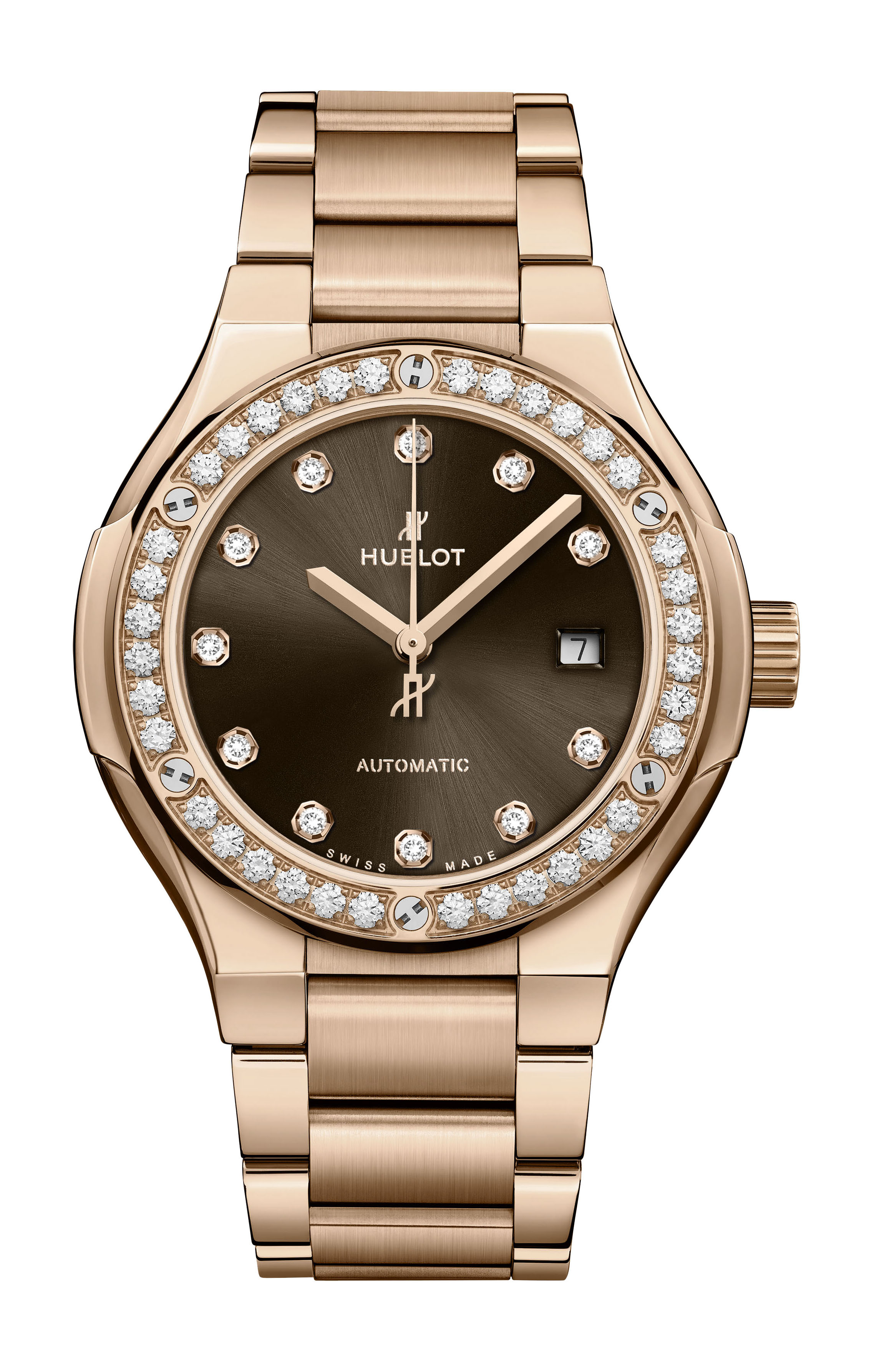 Hublot Classic Fusion King Gold Brown Diamonds Bracelet luxury timepiece - detailed view
