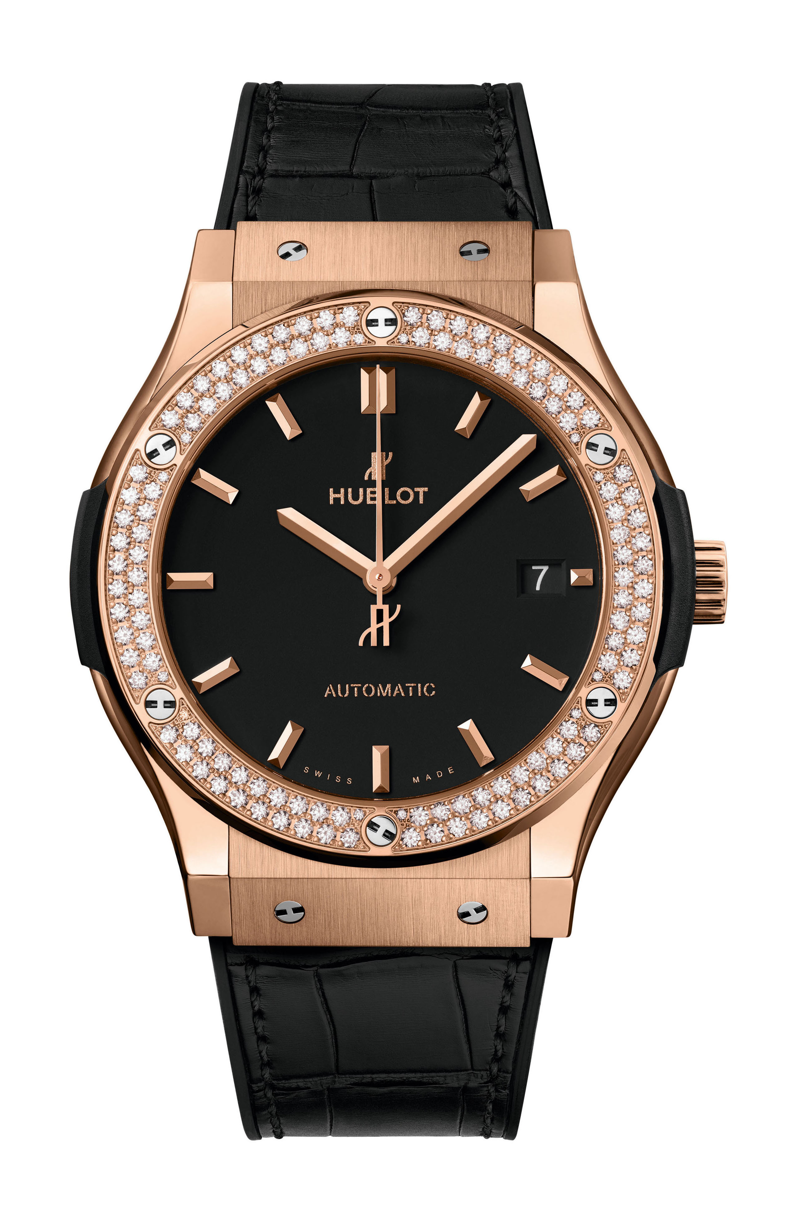 Hublot Classic Fusion King Gold Diamonds luxury timepiece - detailed view