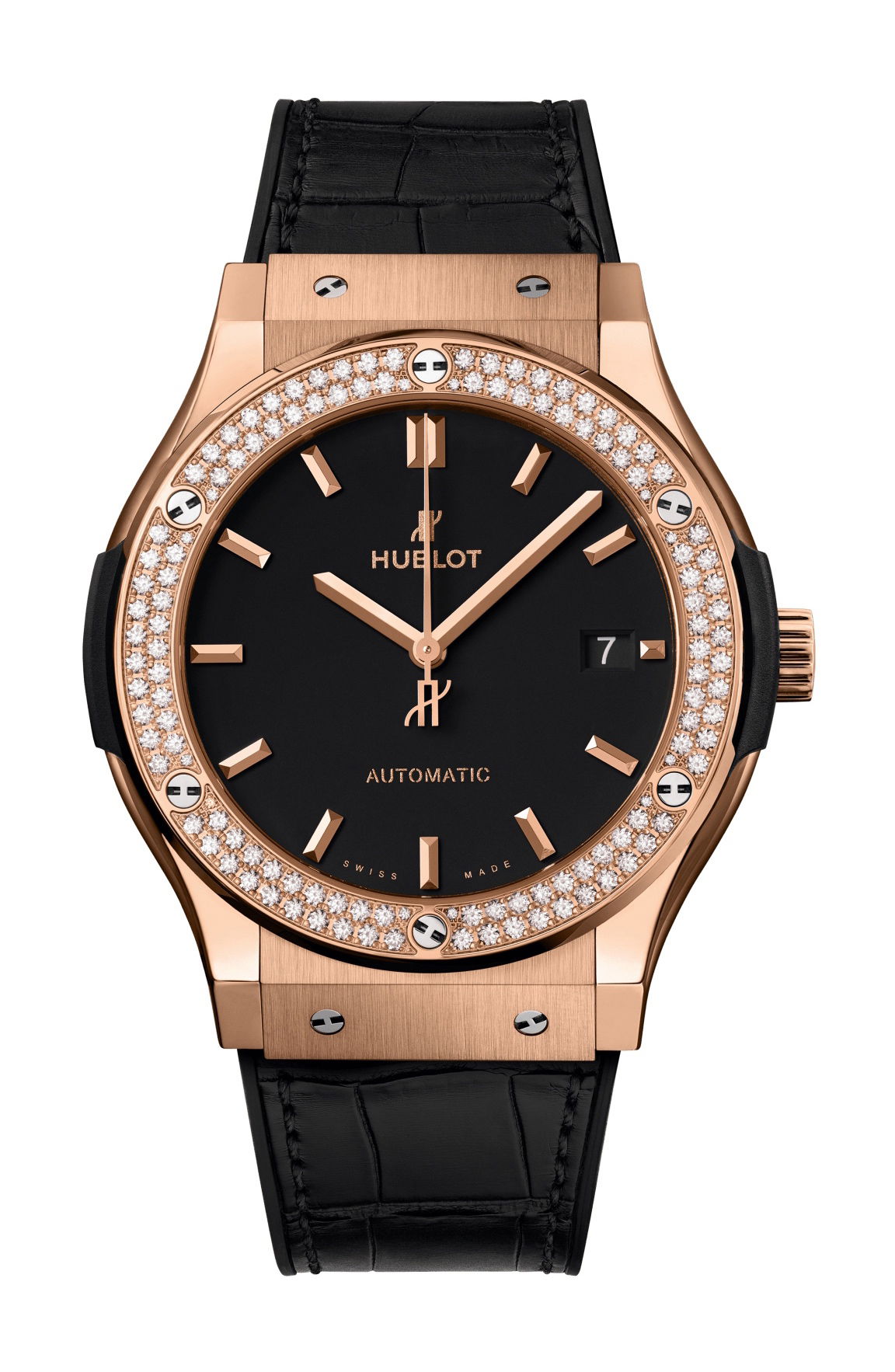 Hublot Classic Fusion King Gold Diamonds luxury timepiece - detailed view