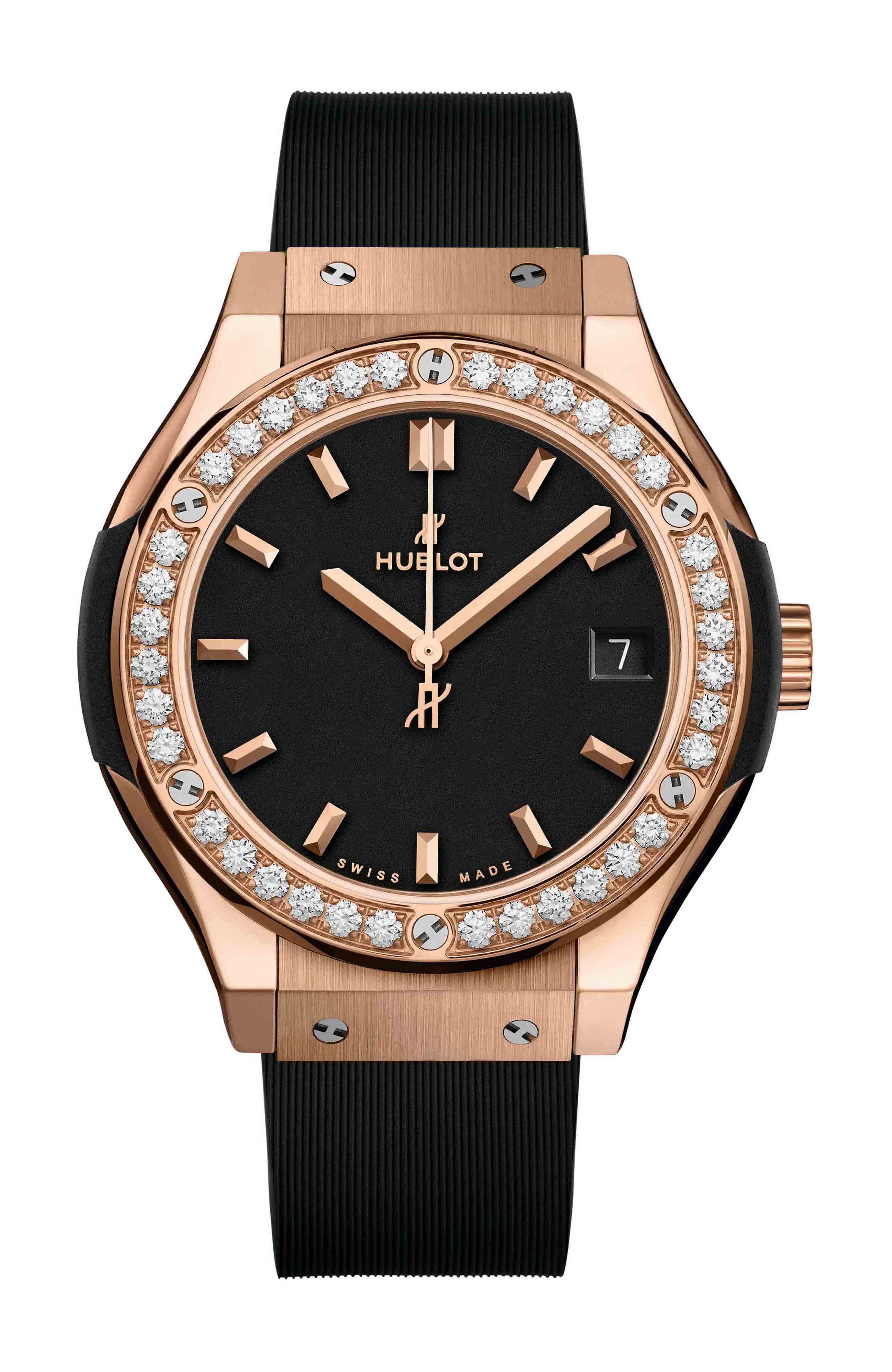 Hublot Classic Fusion King Gold Diamonds luxury timepiece - detailed view