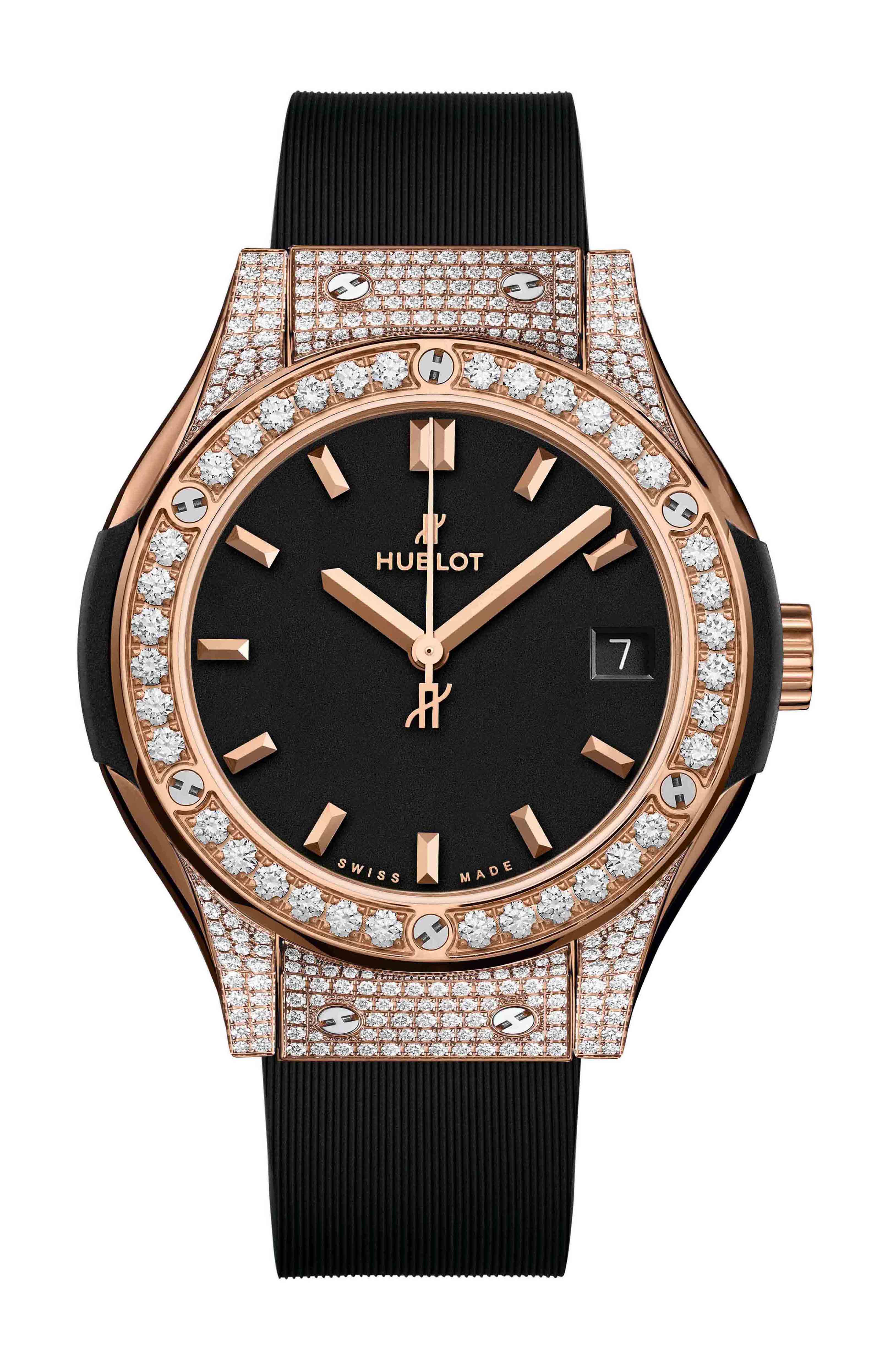 Hublot Classic Fusion King Gold Pavé luxury timepiece - detailed view