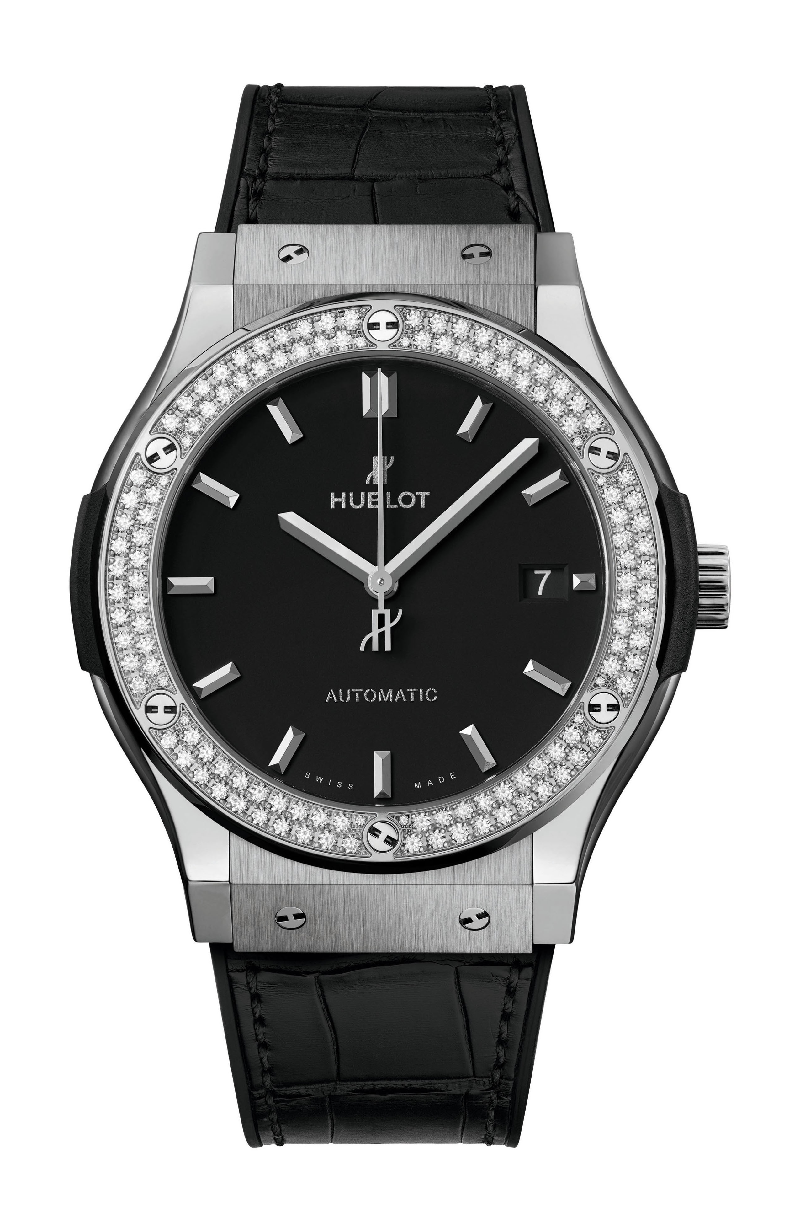 Hublot Classic Fusion Titanium Diamonds luxury timepiece - detailed view