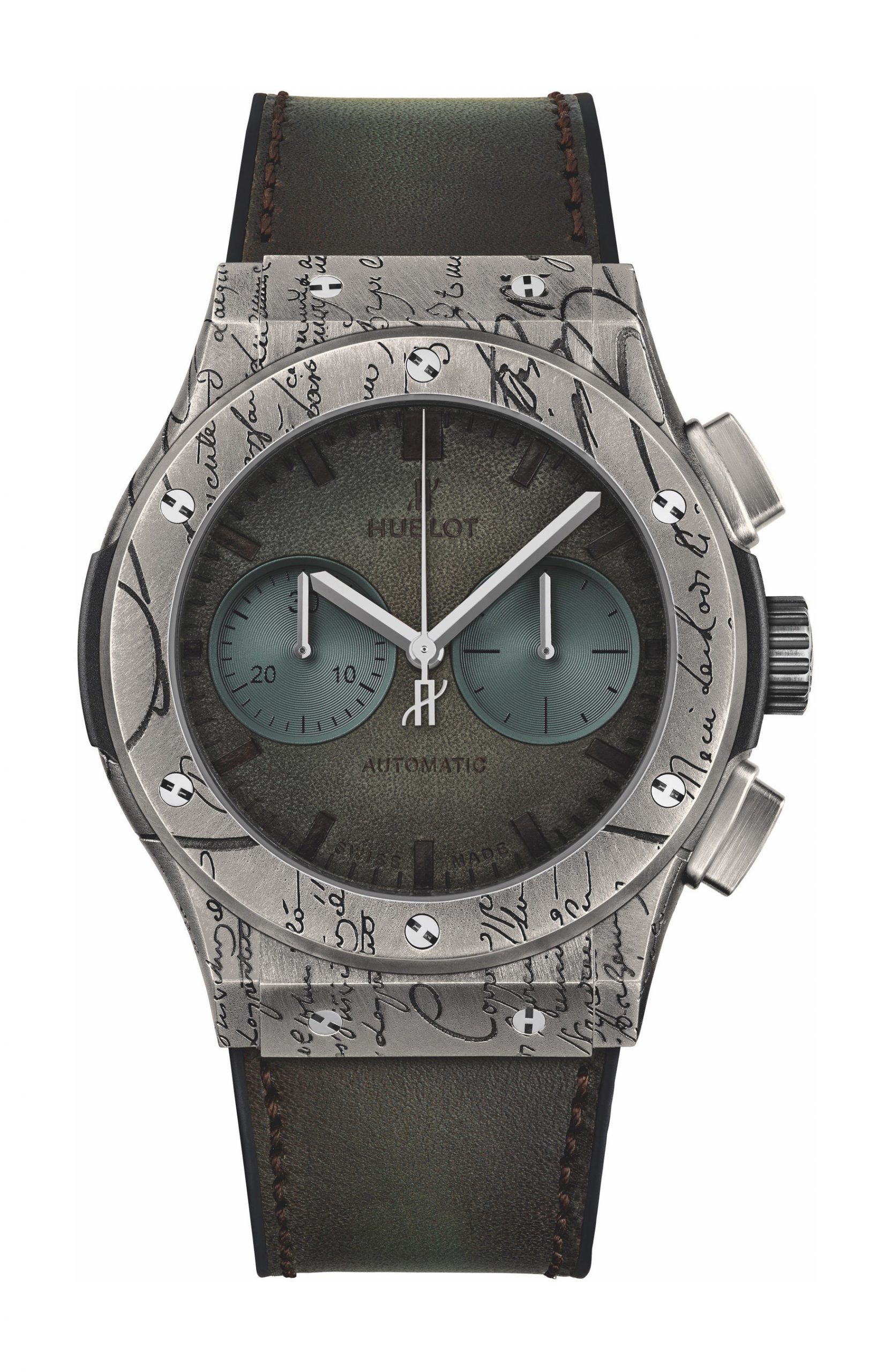 Hublot Classic Fusion Chronograph Berluti Cold Brown luxury timepiece - detailed view