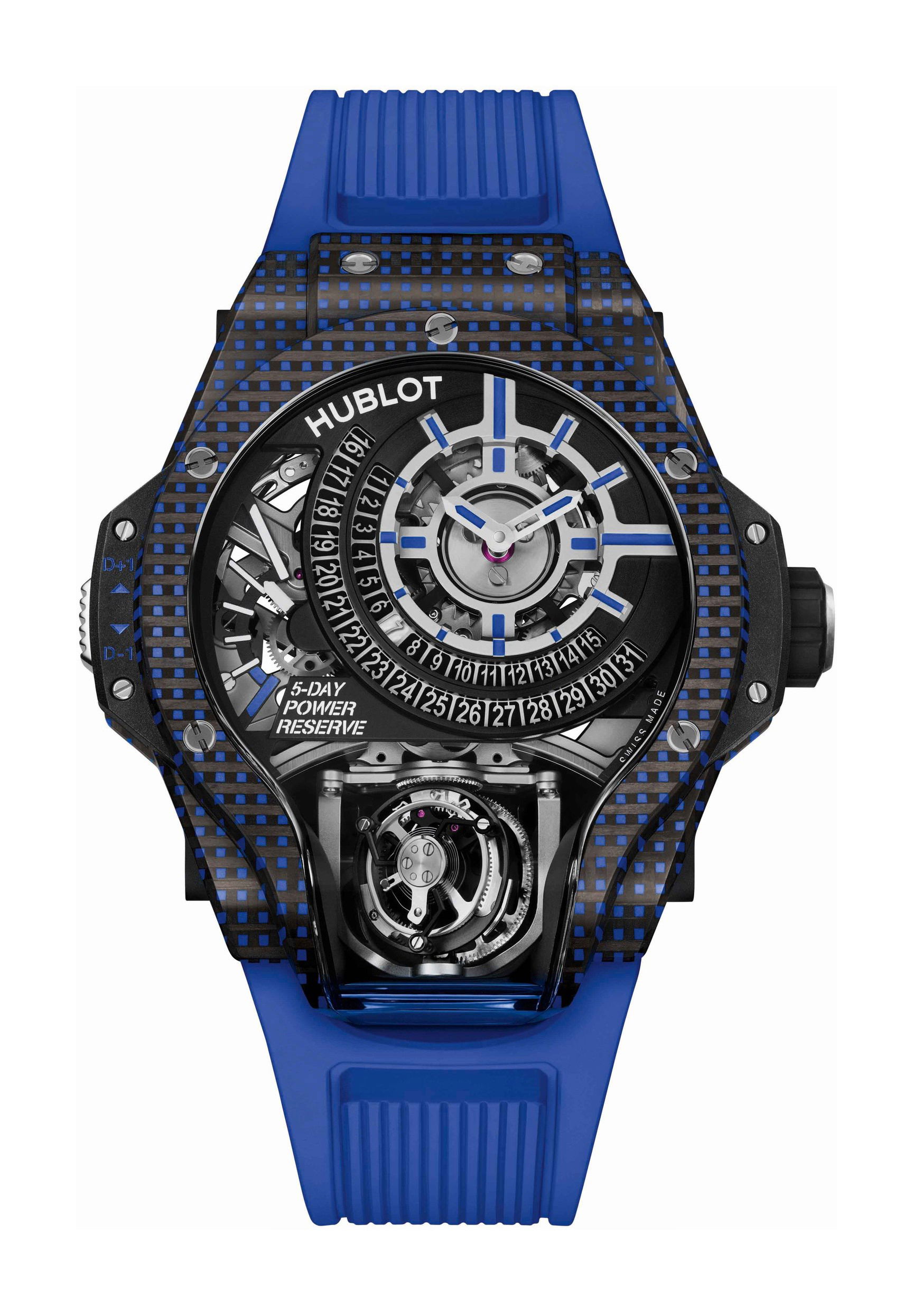 Hublot MP-09 Tourbillon Bi-Axis 5 Days Power Reserve 3D Carbone luxury timepiece - detailed view
