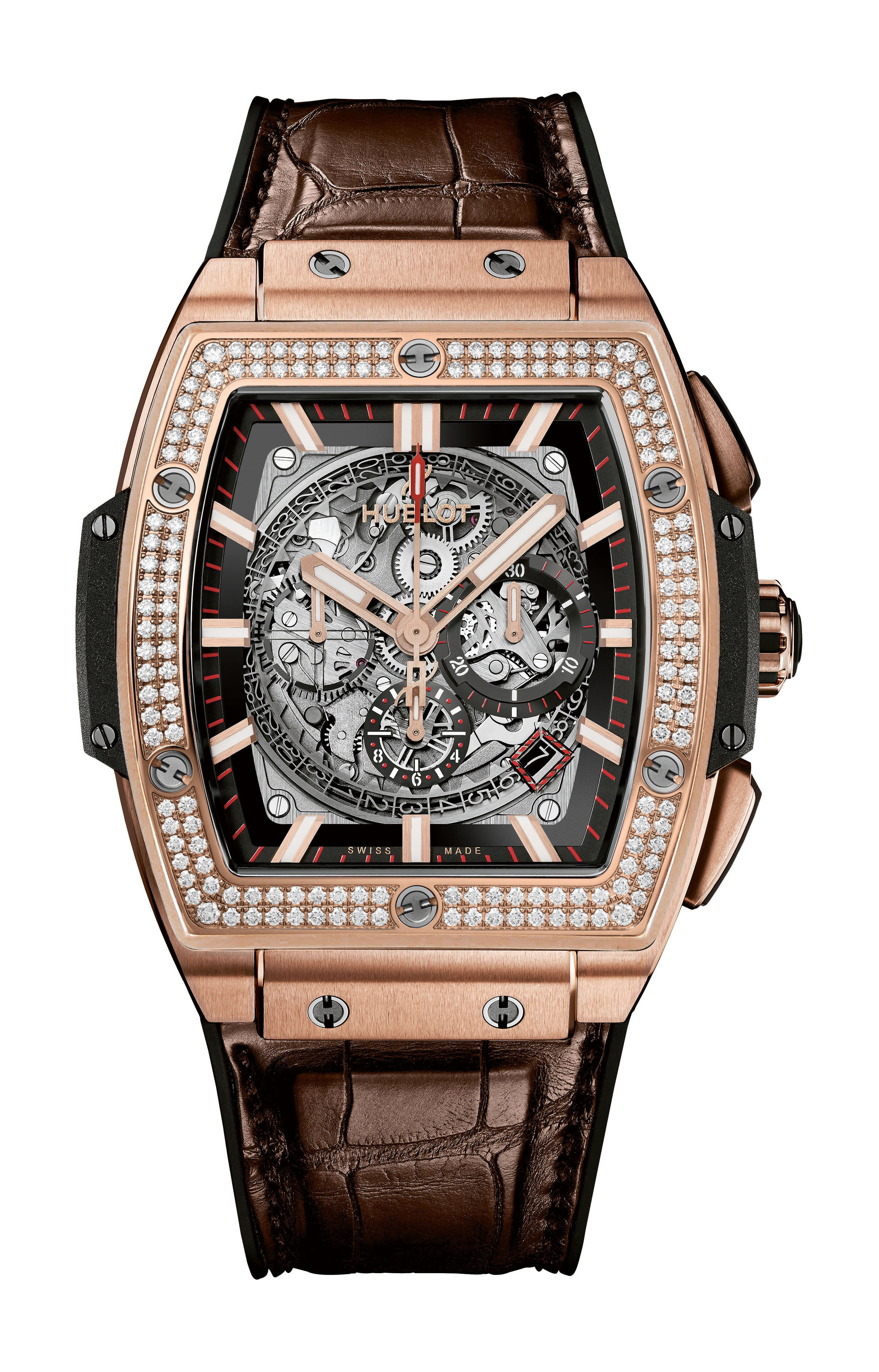 Hublot Spirit Of Big Bang King Gold Diamonds luxury timepiece - detailed view