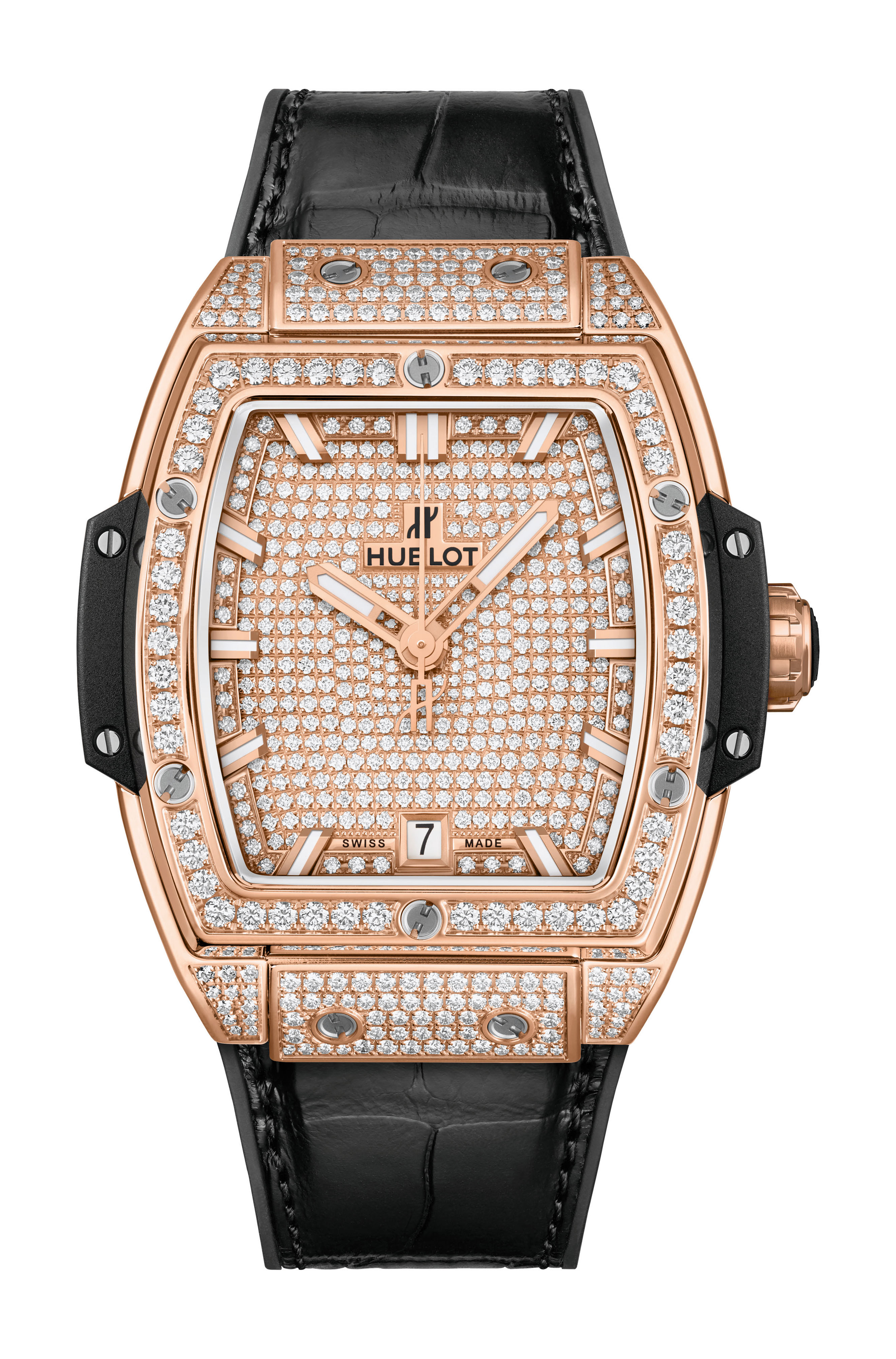 Hublot Spirit of Big Bang King Gold Full Pavé luxury timepiece - detailed view
