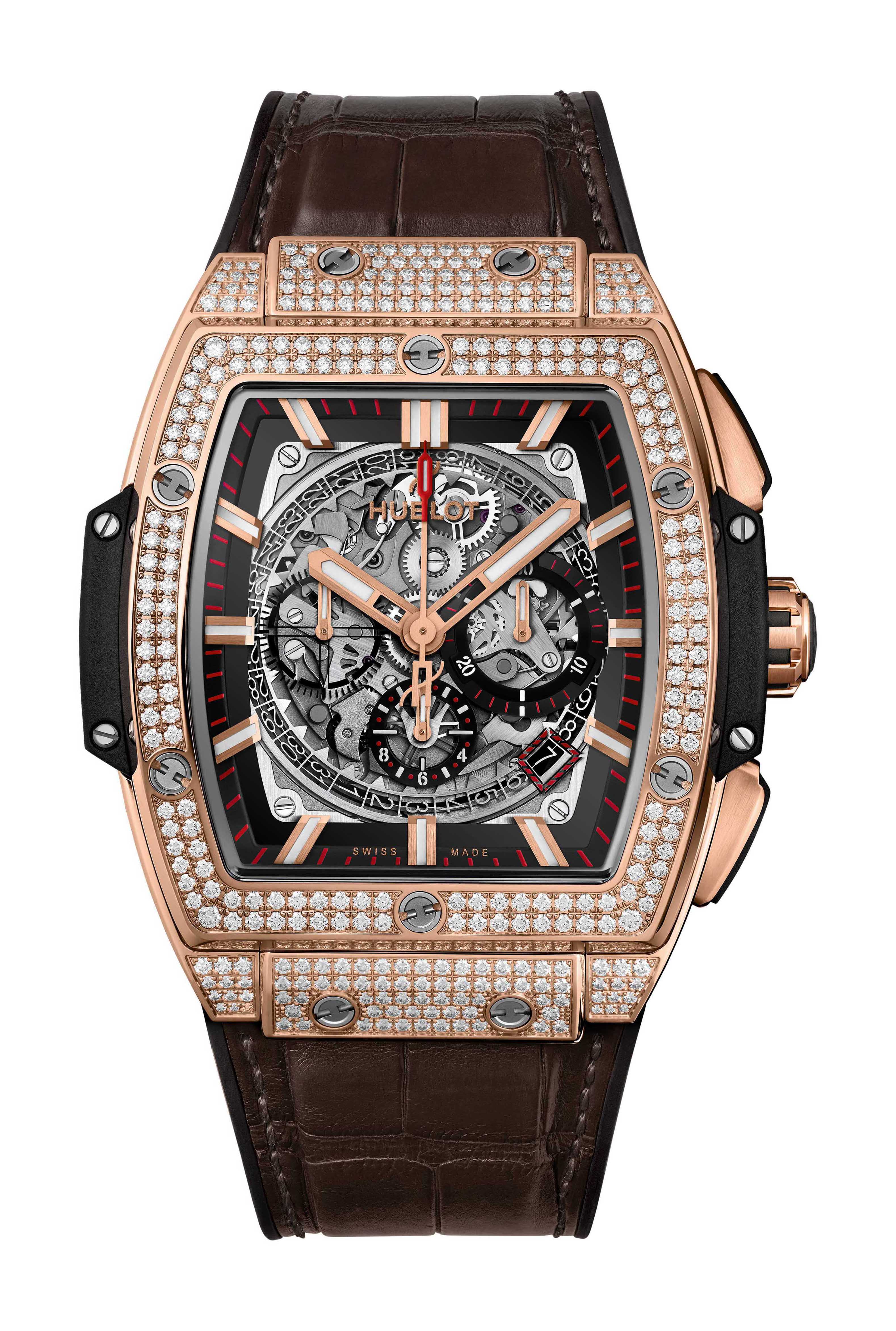 Hublot Spirit Of Big Bang King Gold Pavé luxury timepiece - detailed view