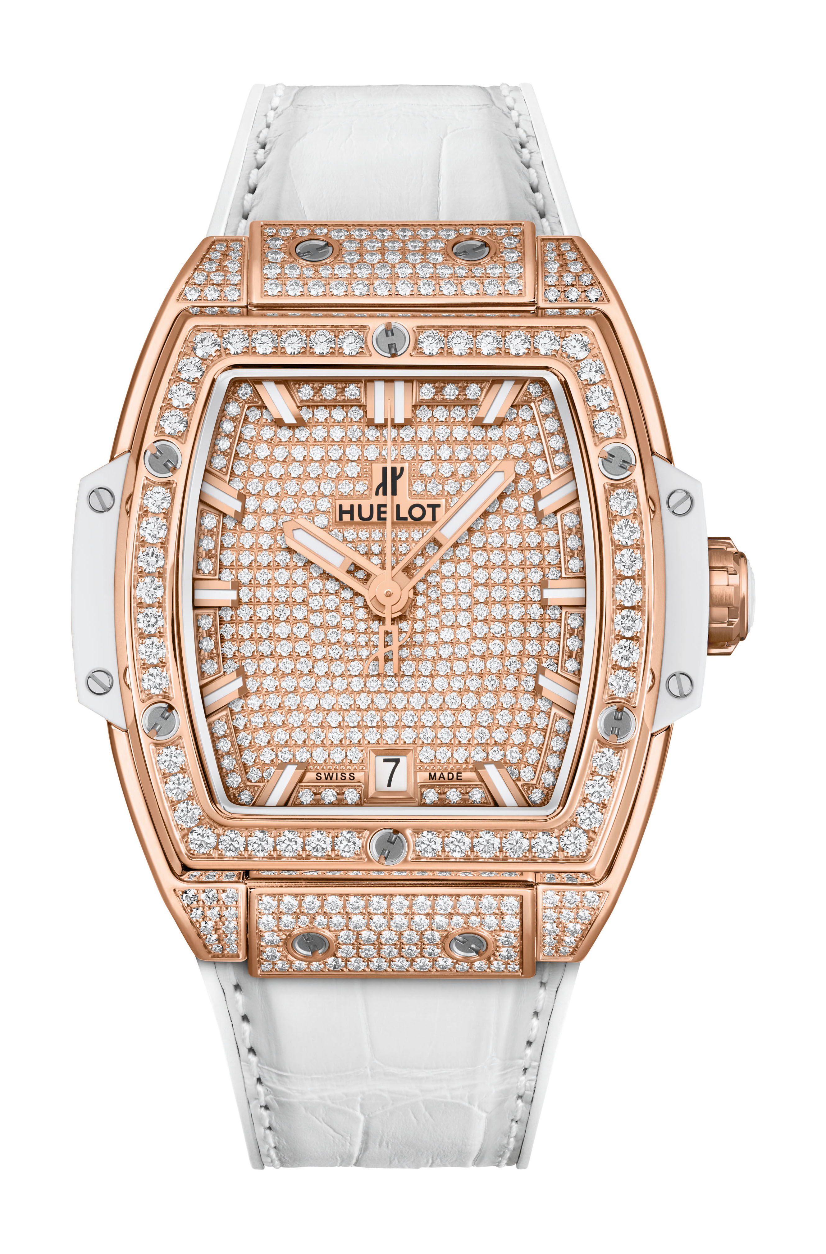 Hublot Spirit of Big Bang King Gold White Full Pavé luxury timepiece - detailed view