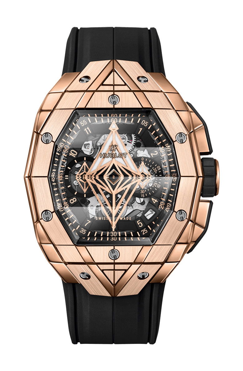 Hublot Spirit of Big Bang Sang Bleu King Gold luxury timepiece - detailed view