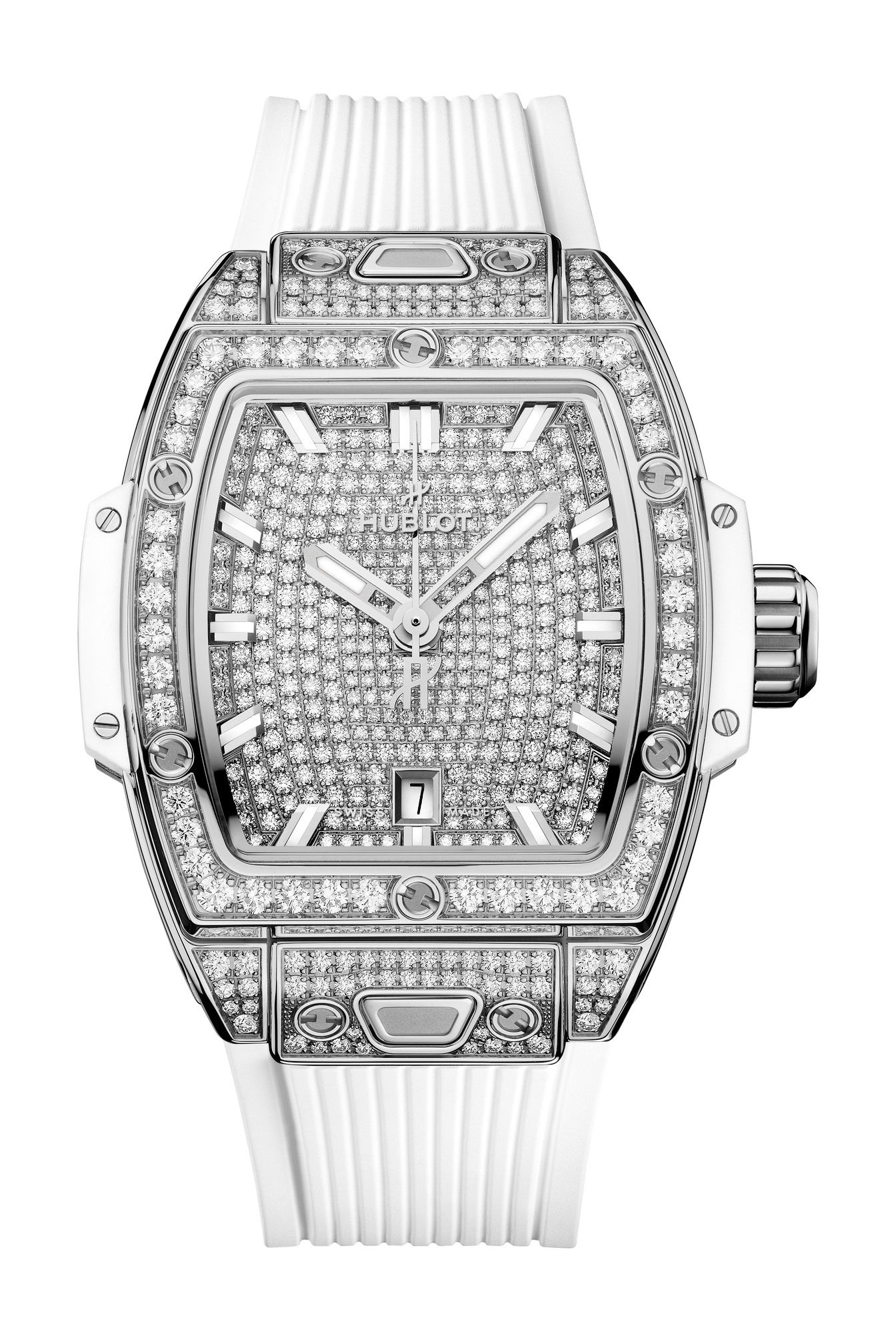 Hublot Spirit of Big Bang Steel White Full Pavé luxury timepiece - detailed view