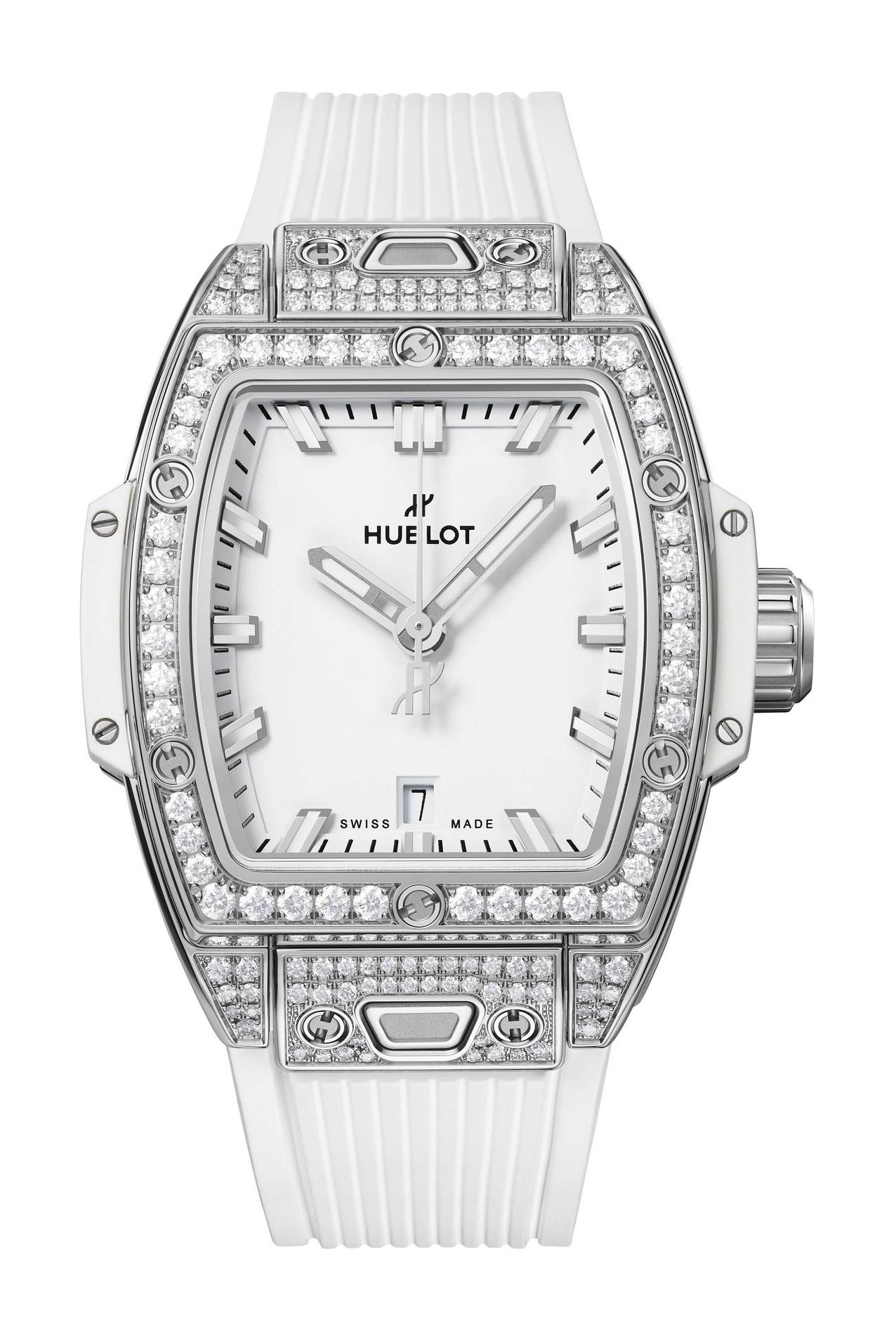 Hublot Spirit of Big Bang Steel White Pavé luxury timepiece - detailed view