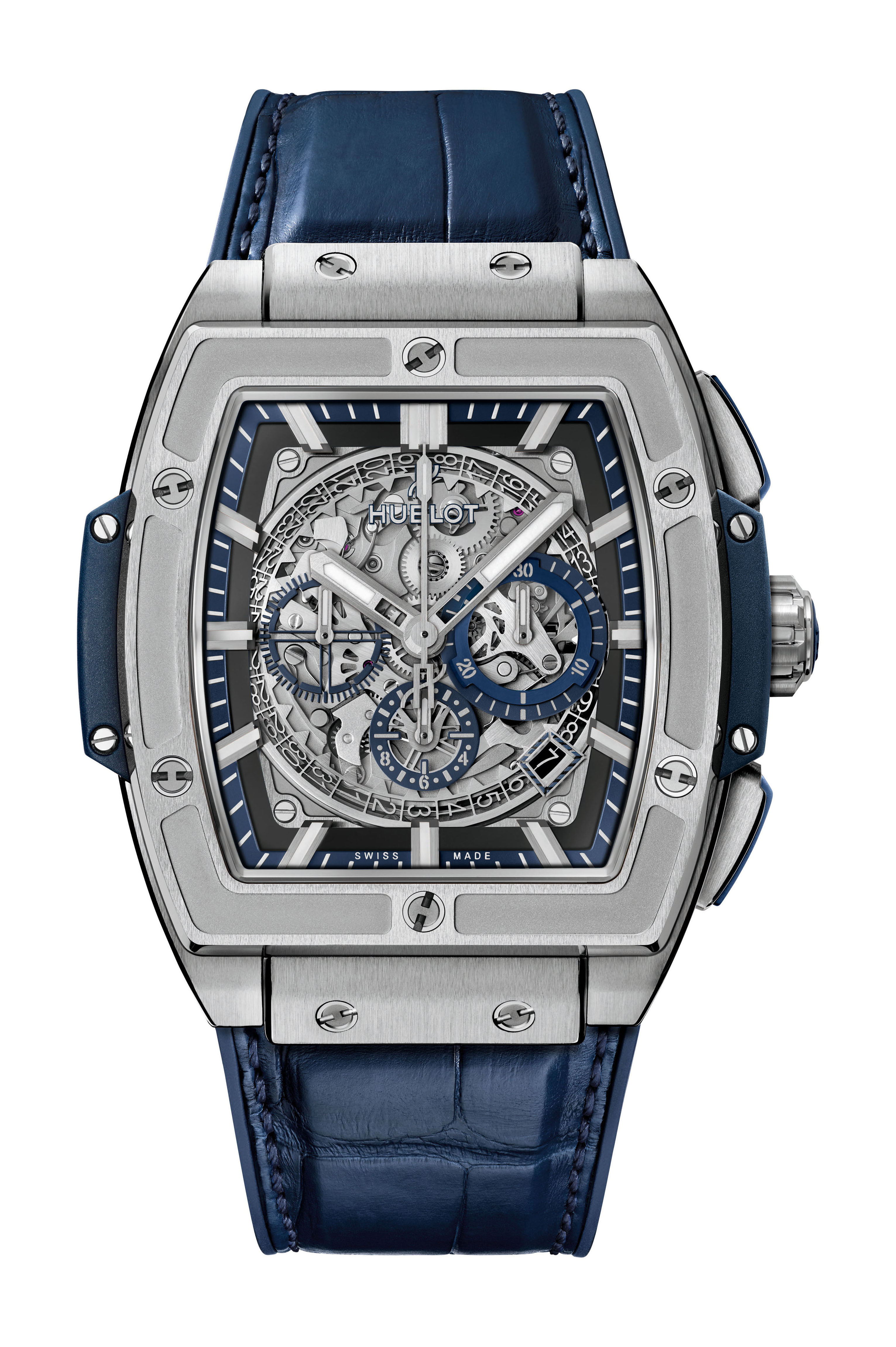 Hublot Spirit of Big Bang Titanium Blue luxury timepiece - detailed view