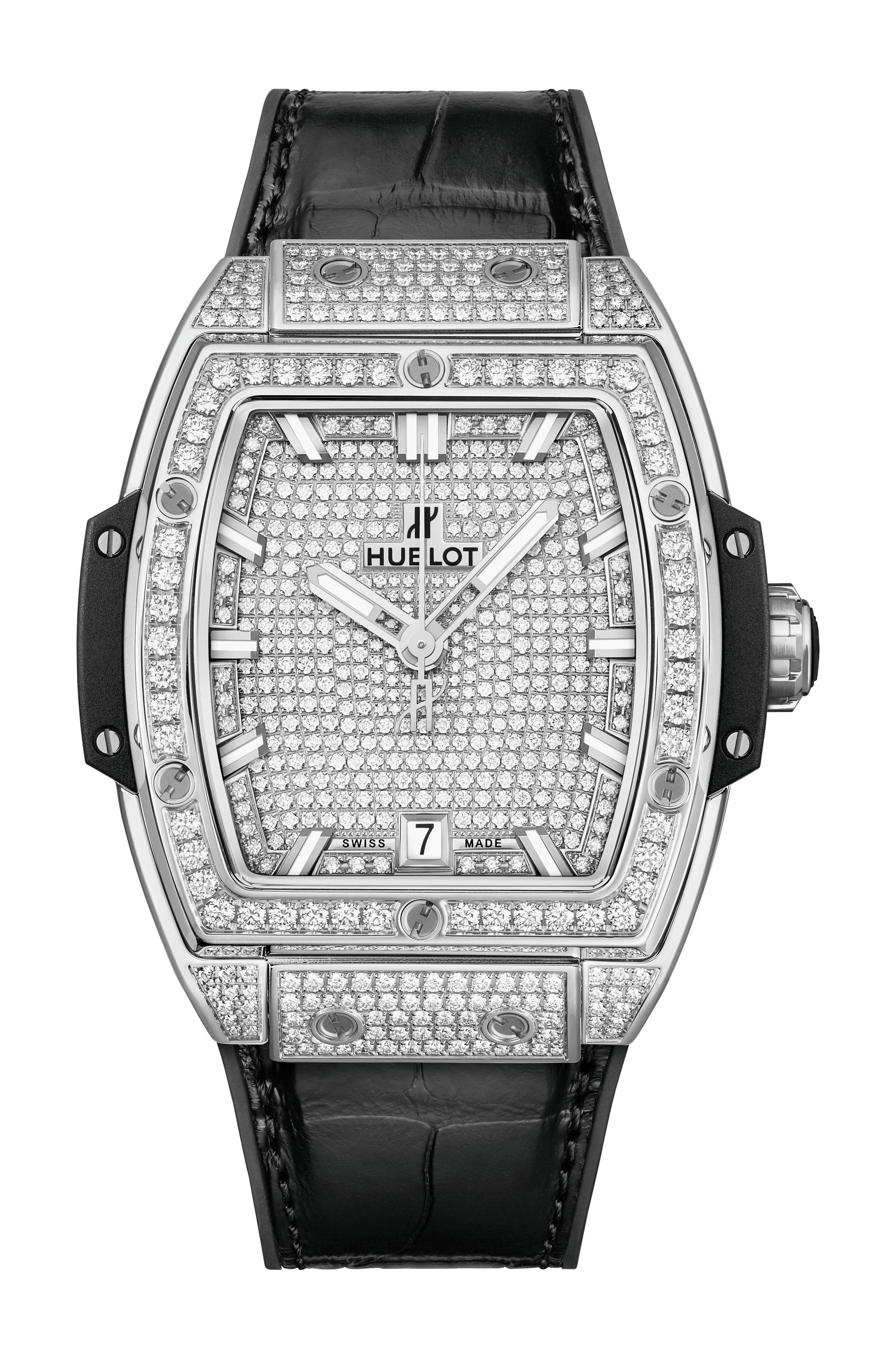 Hublot Spirit of Big Bang Titanium Full Pavé luxury timepiece - detailed view