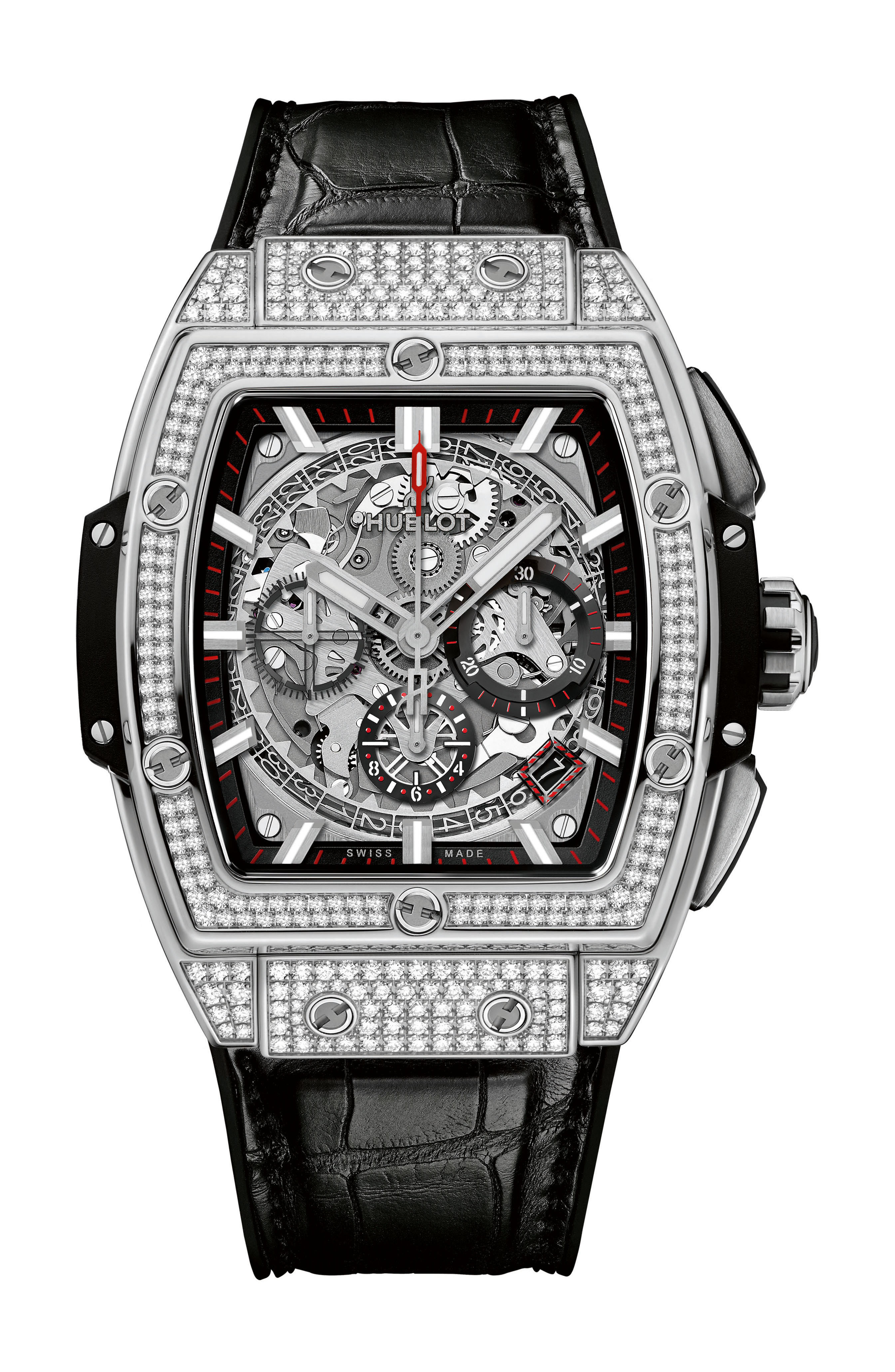 Hublot Spirit Of Big Bang Titanium Pavé luxury timepiece - detailed view