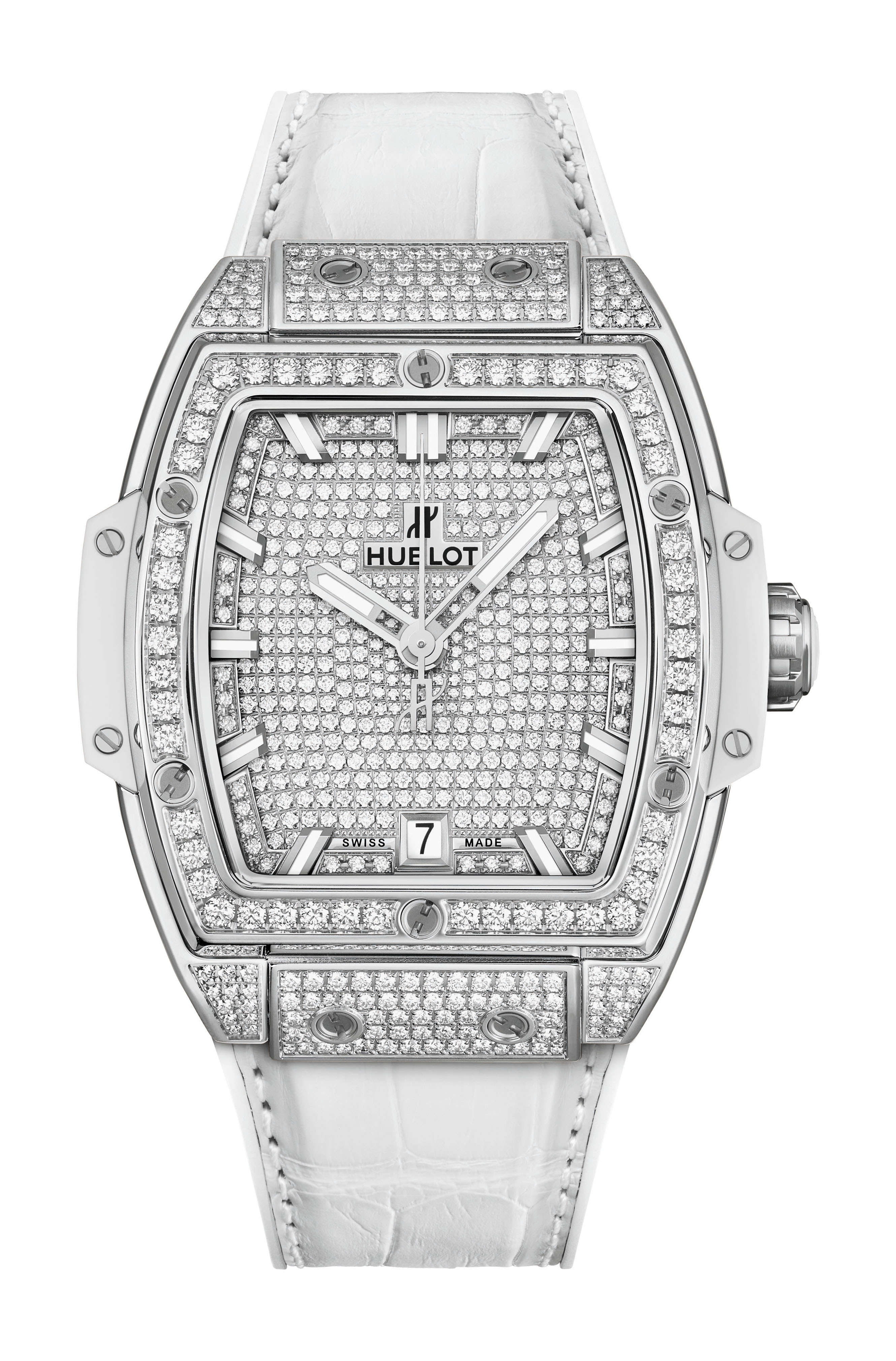 Hublot Spirit of Big Bang Titanium White Full Pavé luxury timepiece - detailed view
