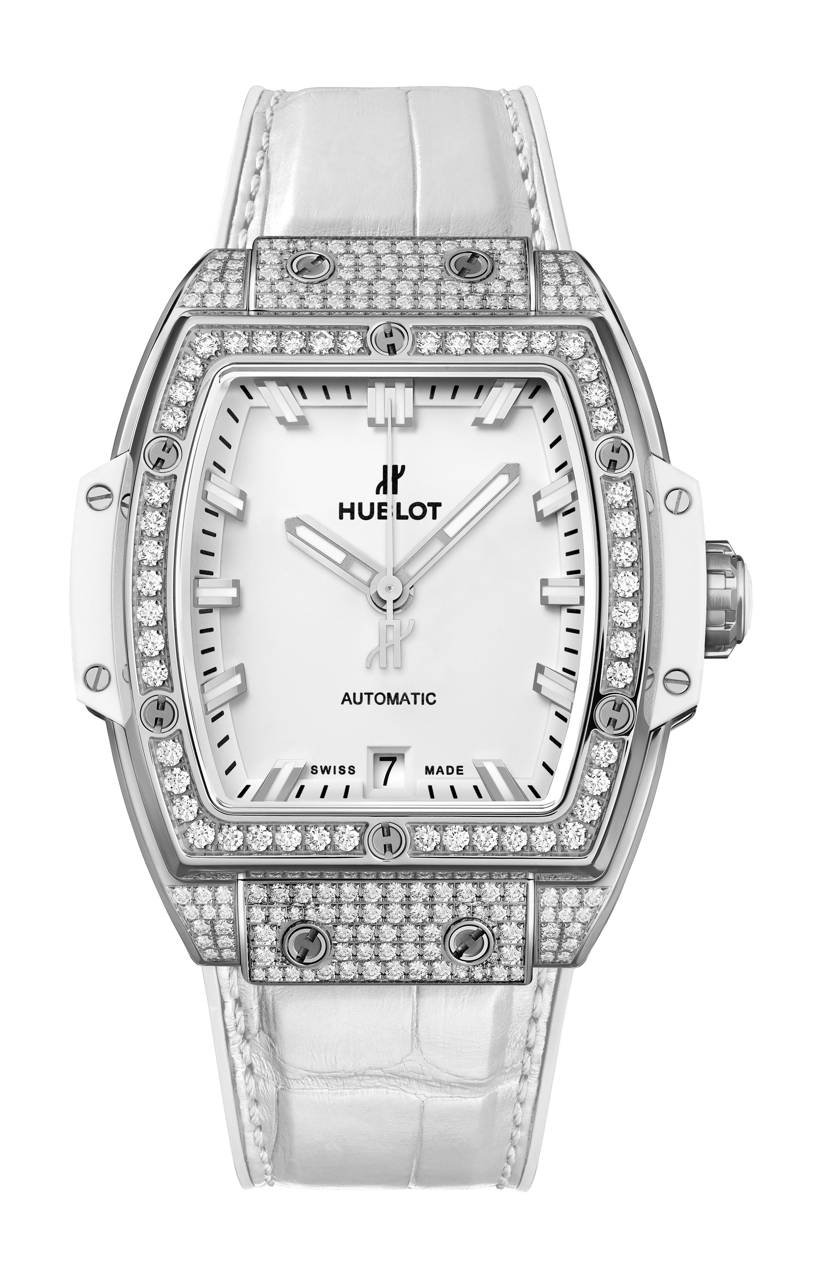 Hublot Spirit of Big Bang Titanium White Pavé luxury timepiece - detailed view