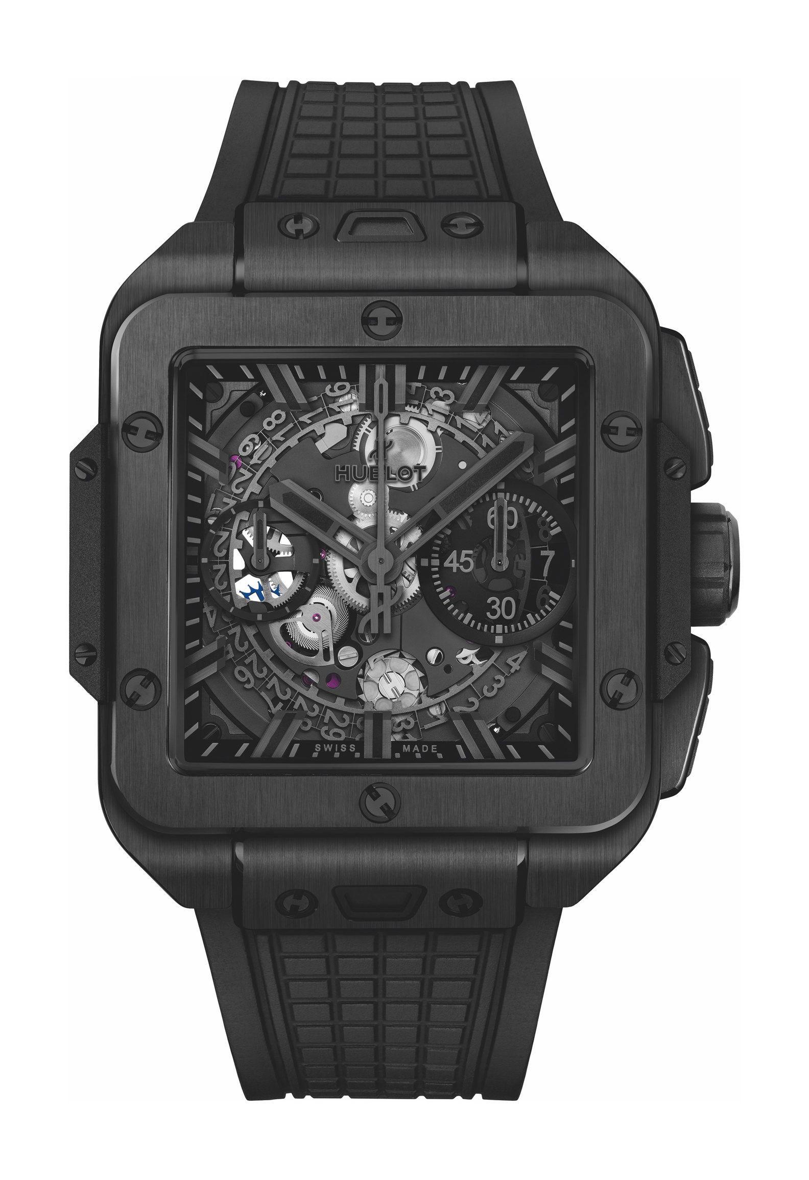 Hublot Square Bang Unico All Black luxury timepiece - detailed view