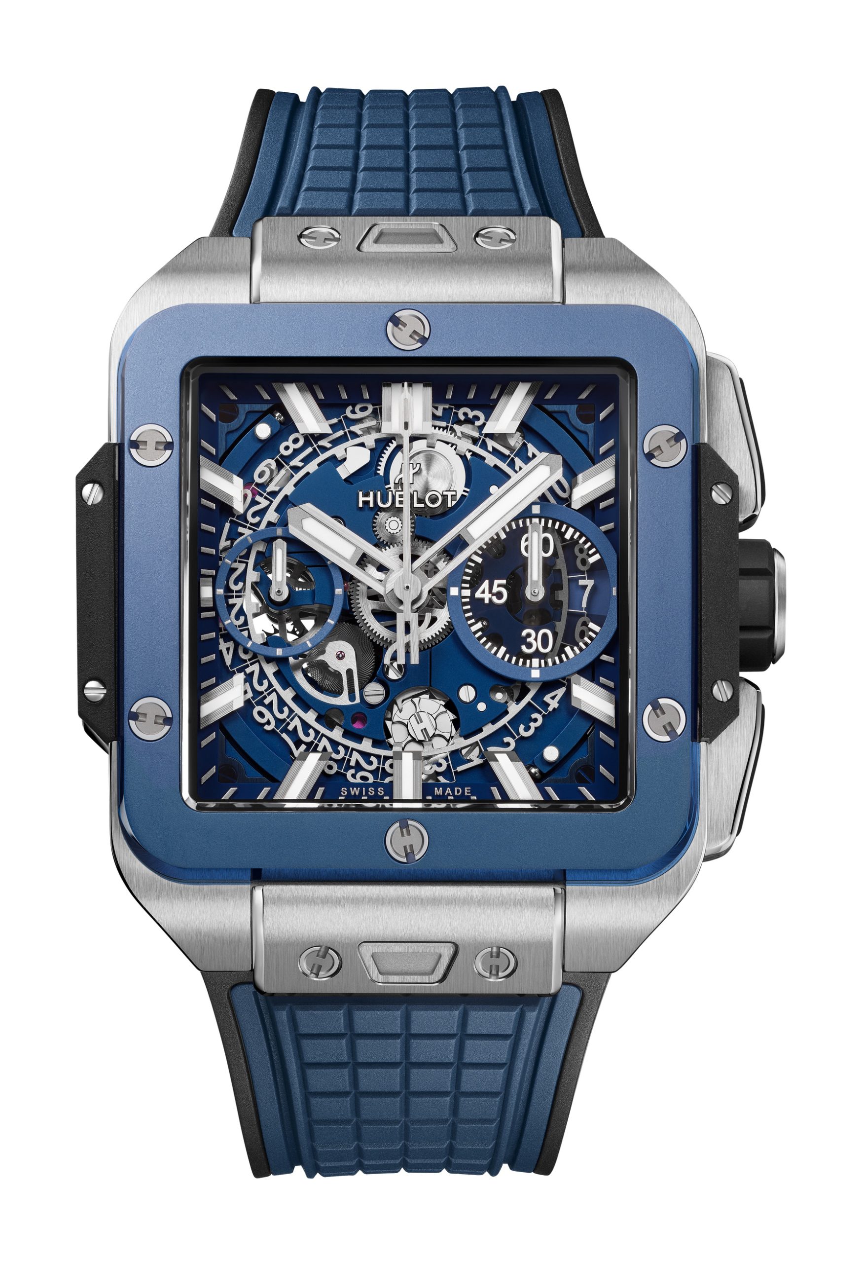 Hublot Square Bang Unico Titanium Blue Ceramic luxury timepiece - detailed view