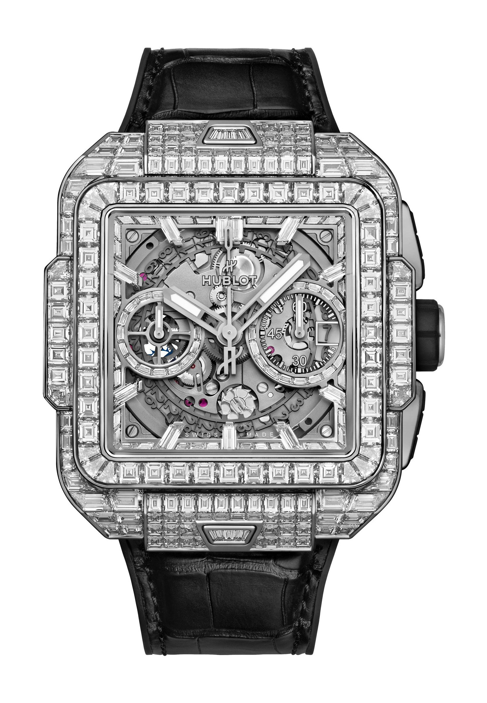 Hublot Square Bang Unico White Gold High Jewellery luxury timepiece - detailed view