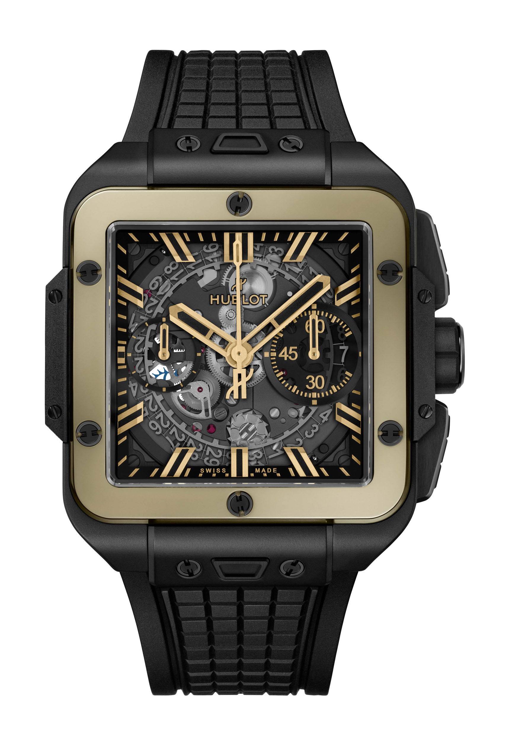 Hublot Square Big Bang Unico Ceramic Magic Gold luxury timepiece - detailed view