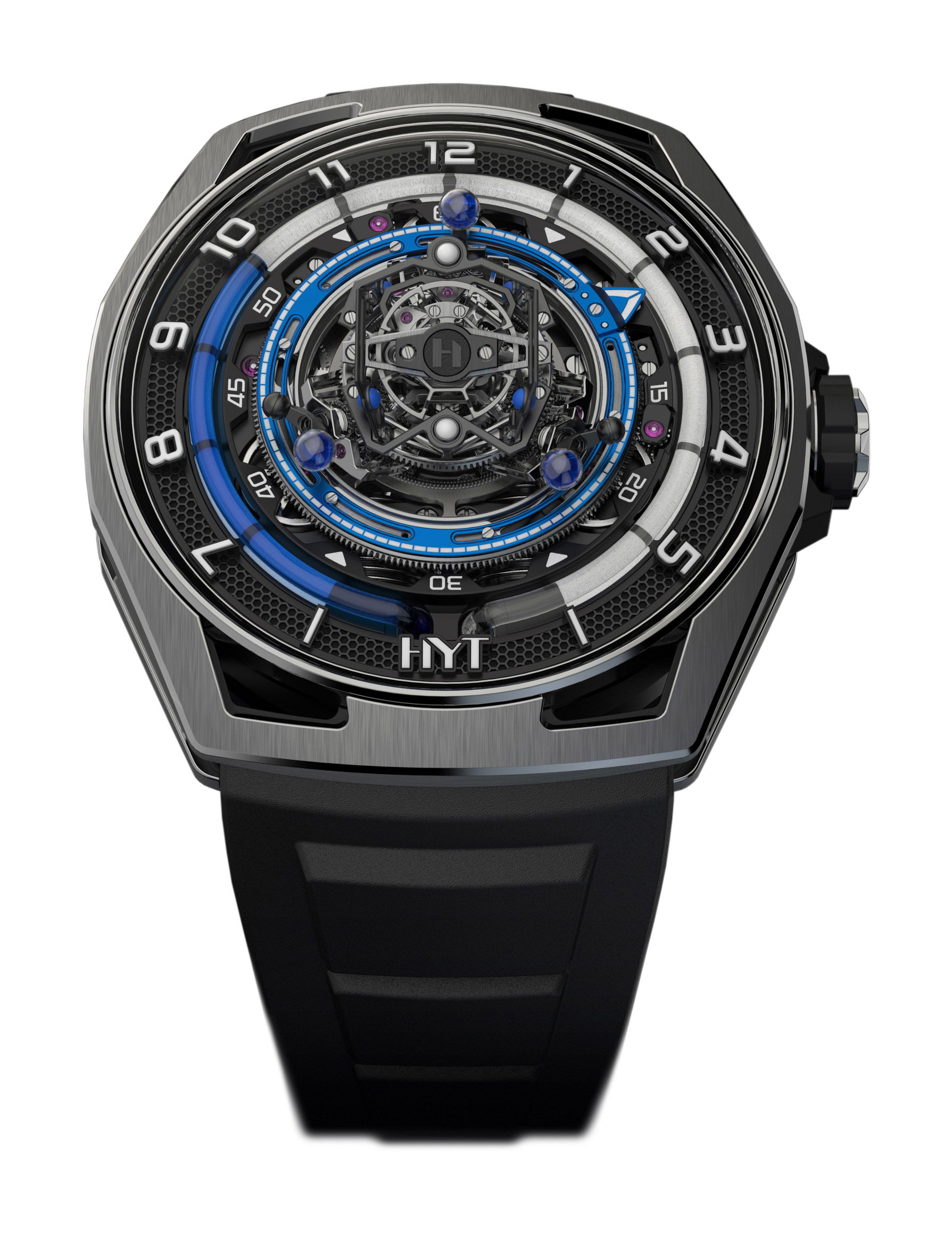 HYT Conical Tourbillon Titanium Blue luxury timepiece - detailed view