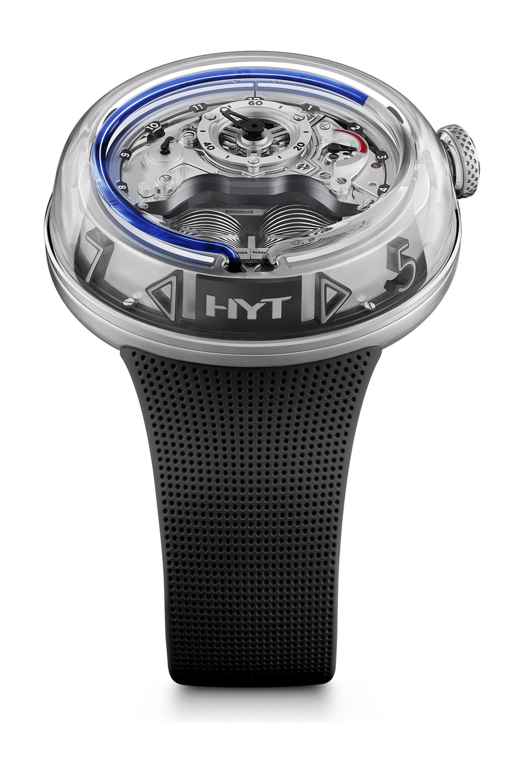 HYT H5 Blue Fluid luxury timepiece - detailed view