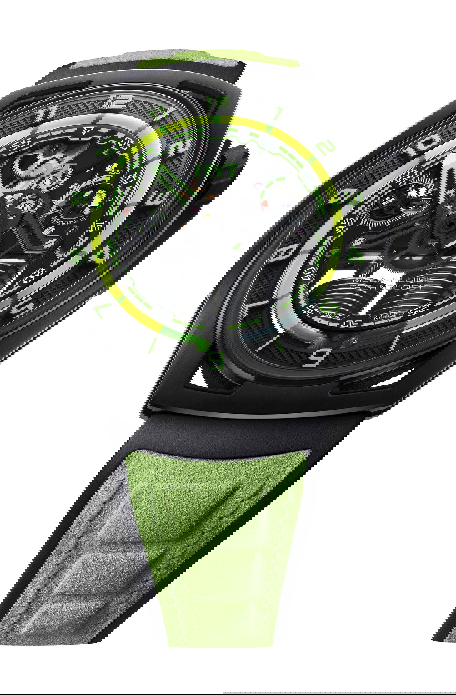 HYT Hastroid Green Nebula luxury timepiece - detailed view