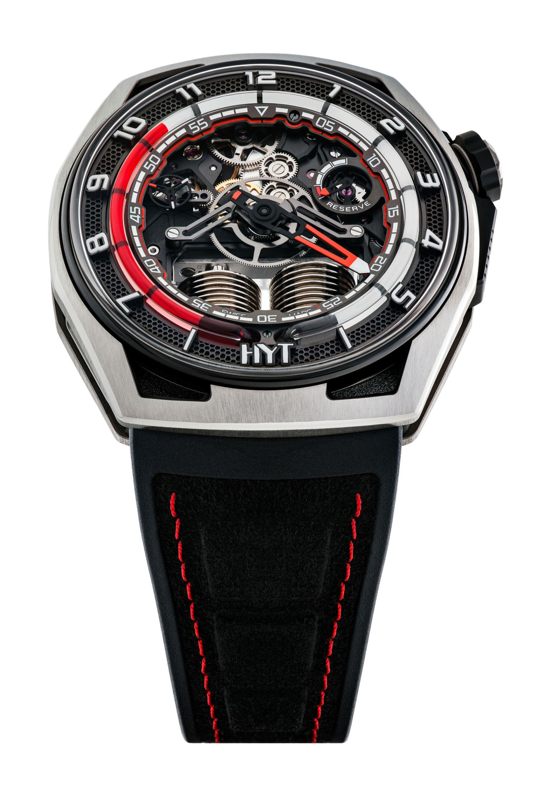 HYT Hastroid Silver Red luxury timepiece - detailed view