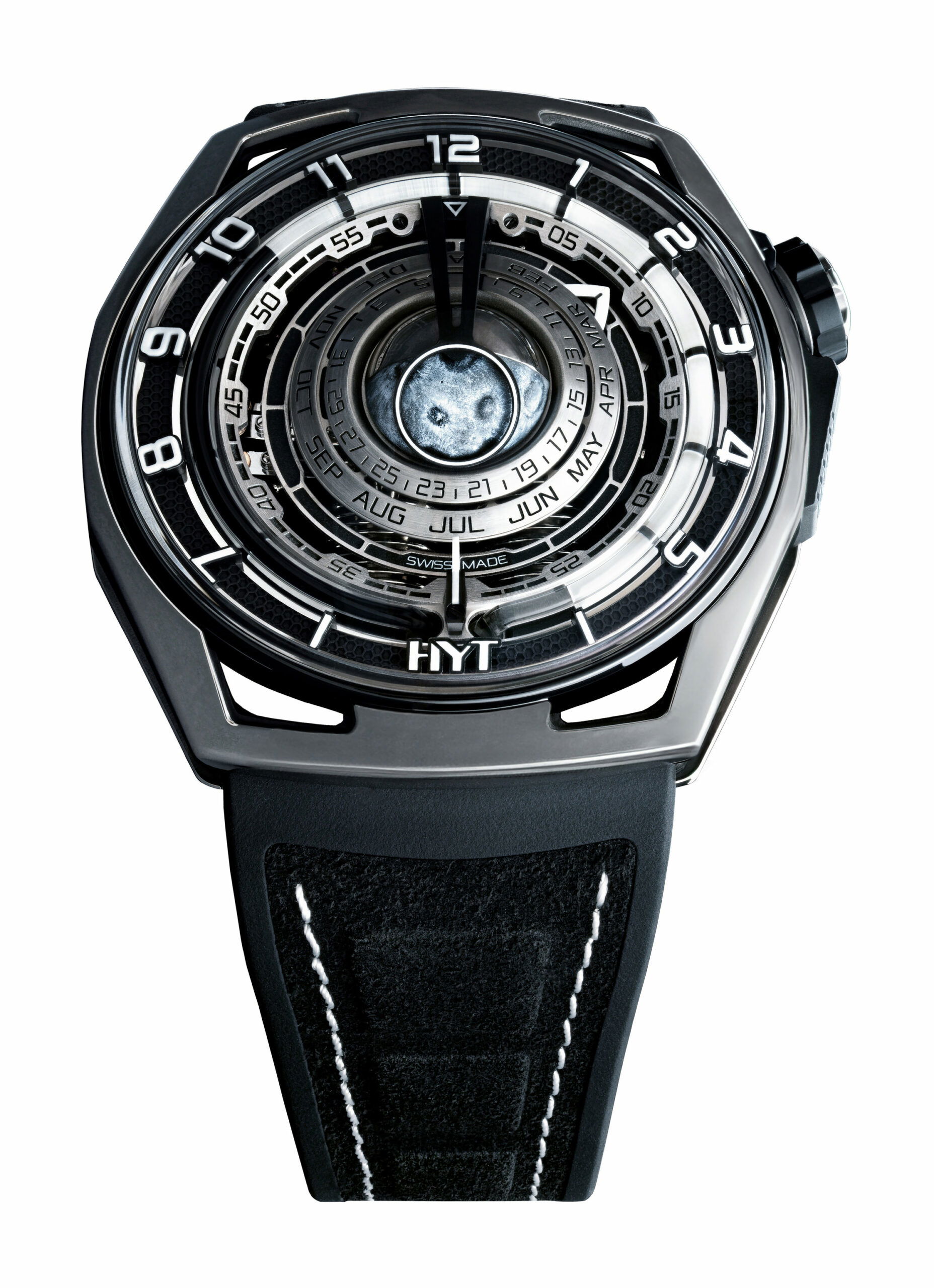 HYT Moon Runner Grey Ghost luxury timepiece - detailed view